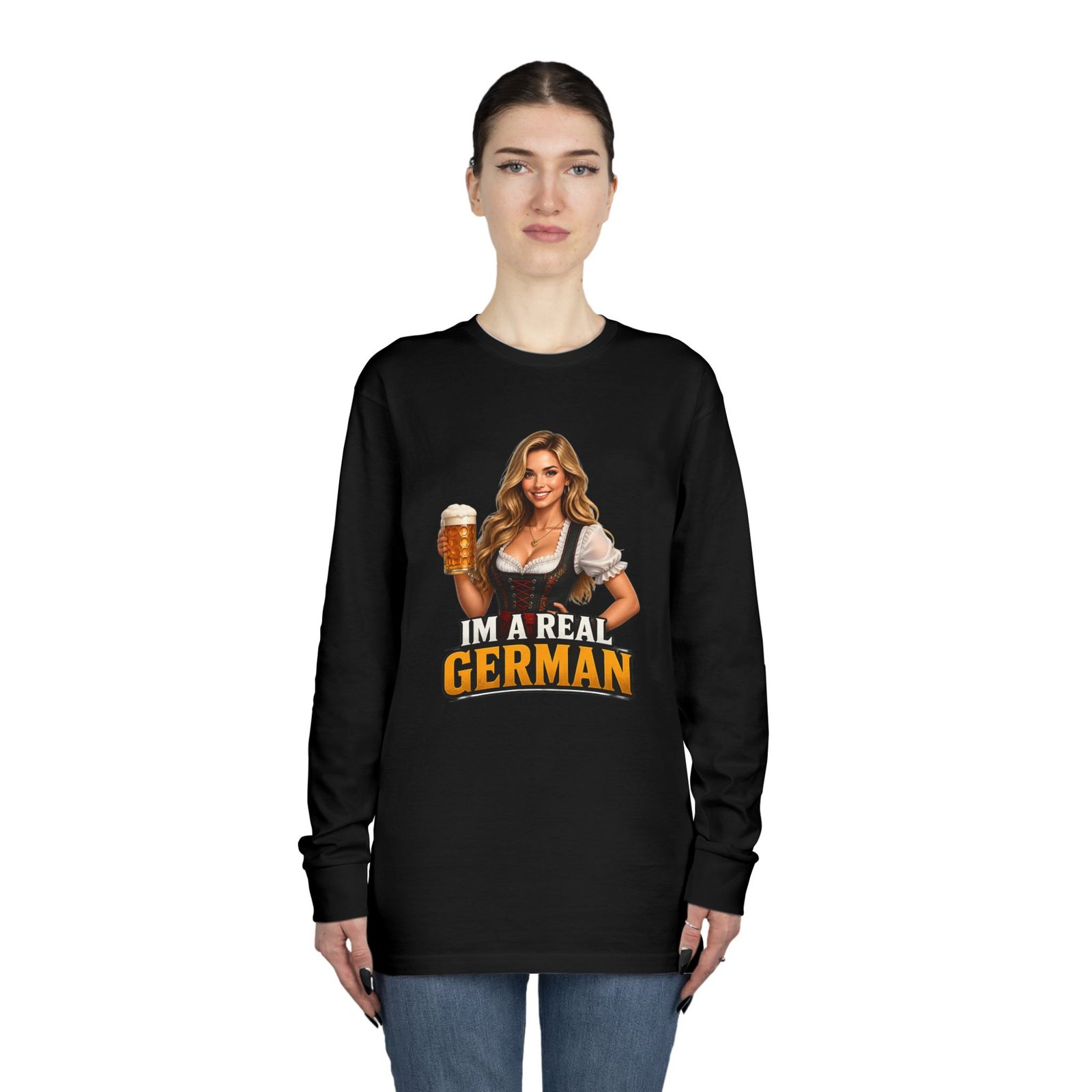 I'm A Real German Long Sleeve Tee — Oktoberfest Beer Dirndl Graphic - Image 16