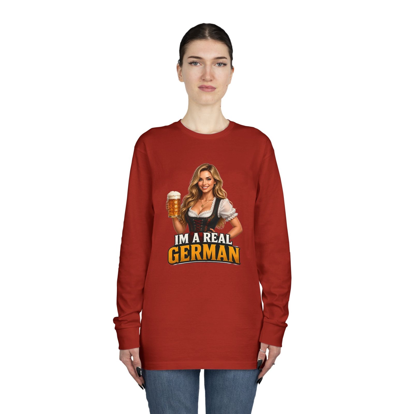 I'm A Real German Long Sleeve Tee — Oktoberfest Beer Dirndl Graphic - Image 12