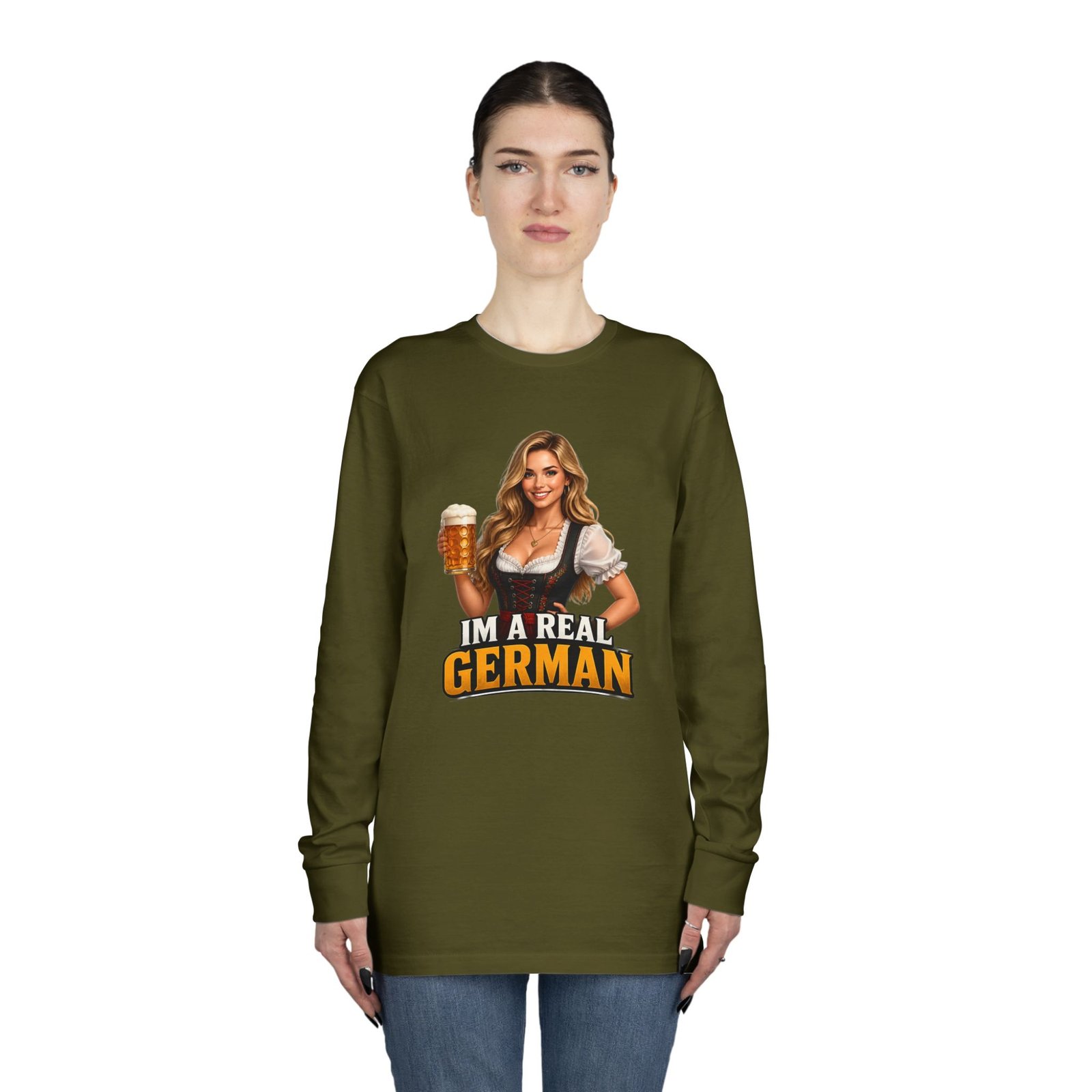 I'm A Real German Long Sleeve Tee — Oktoberfest Beer Dirndl Graphic - Image 40