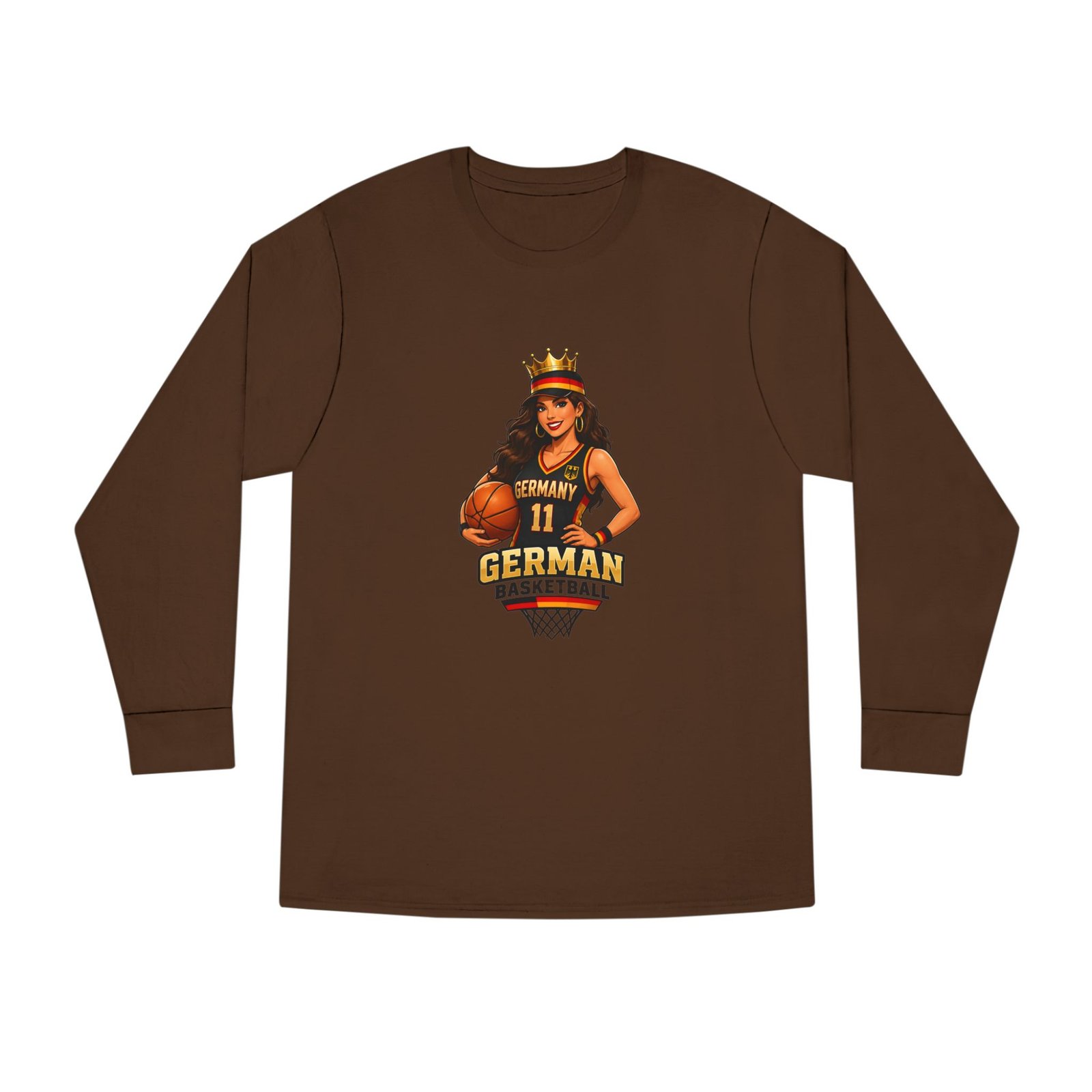 German Basketball Queen Long Sleeve Tee — Women’s Basketball Jersey Graphic - Image 33