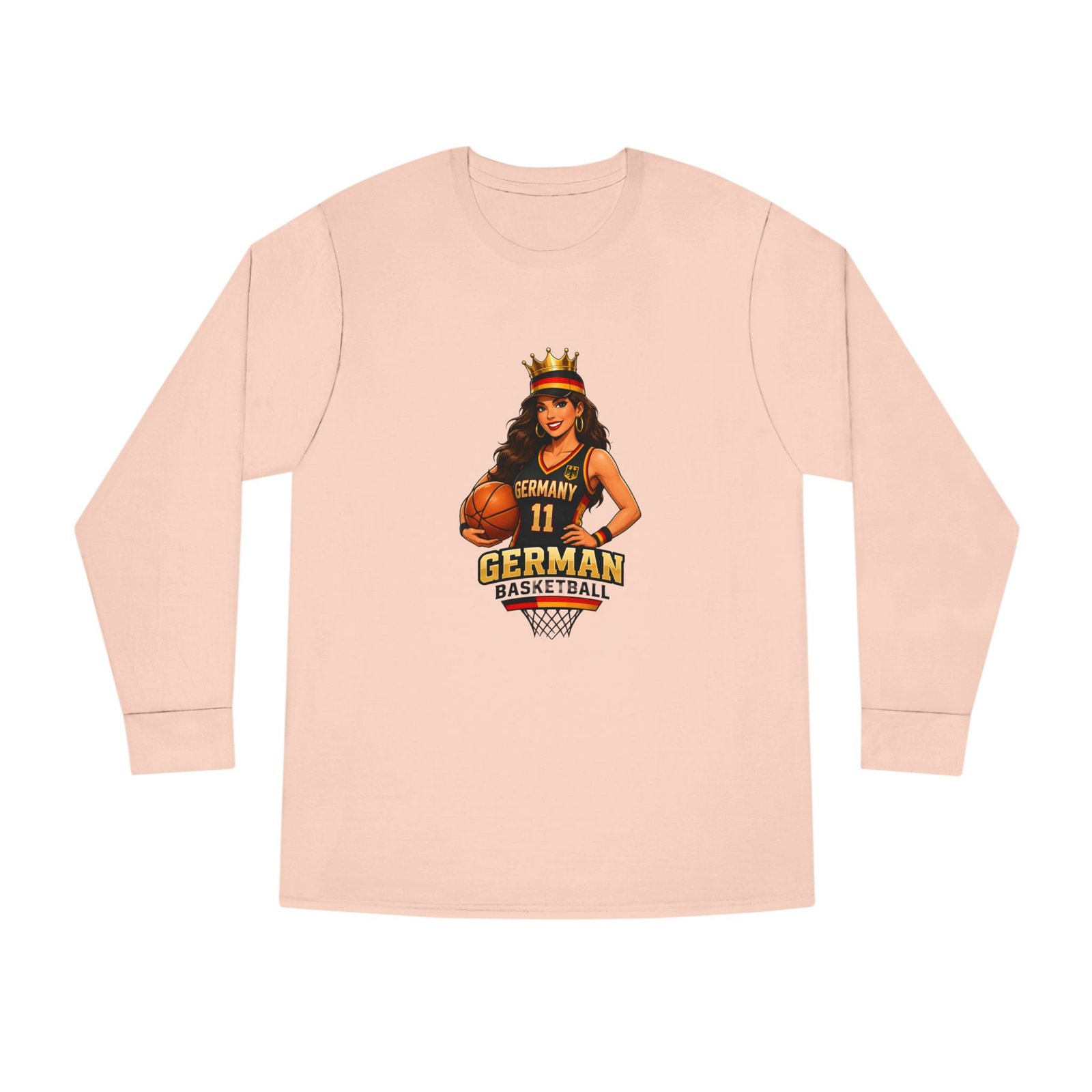 German Basketball Queen Long Sleeve Tee — Women’s Basketball Jersey Graphic - Image 17