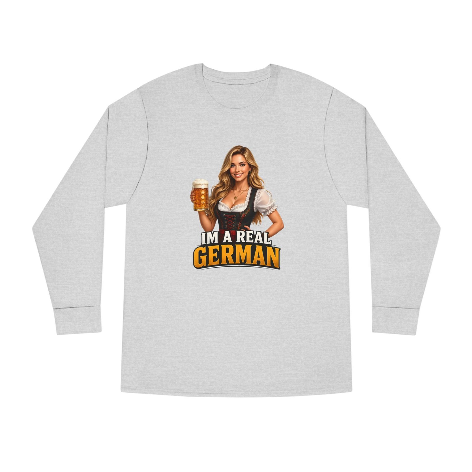 I'm A Real German Long Sleeve Tee — Oktoberfest Beer Dirndl Graphic - Image 5