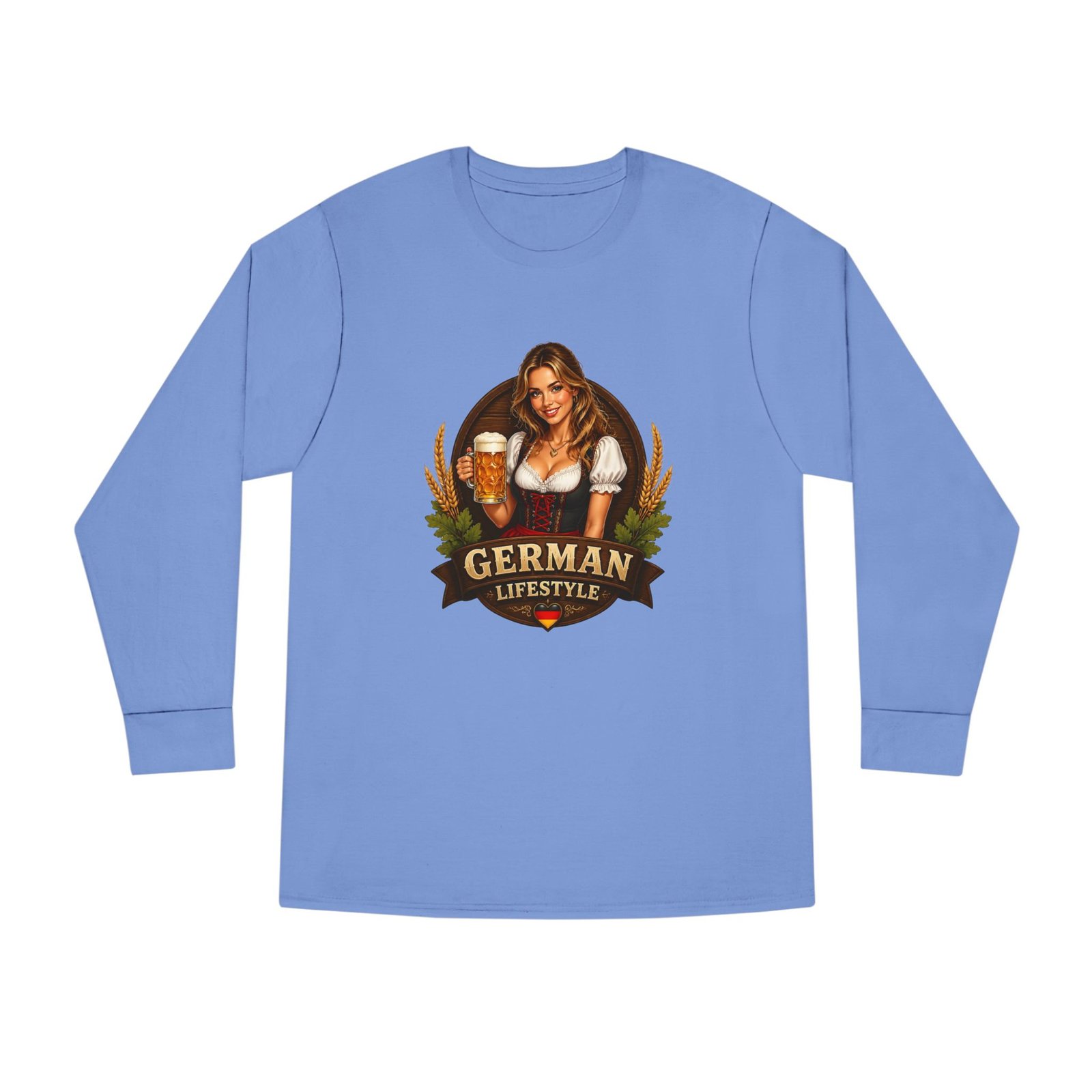 German Lifestyle Long Sleeve Tee — Oktoberfest Beer Girl Graphic - Image 45