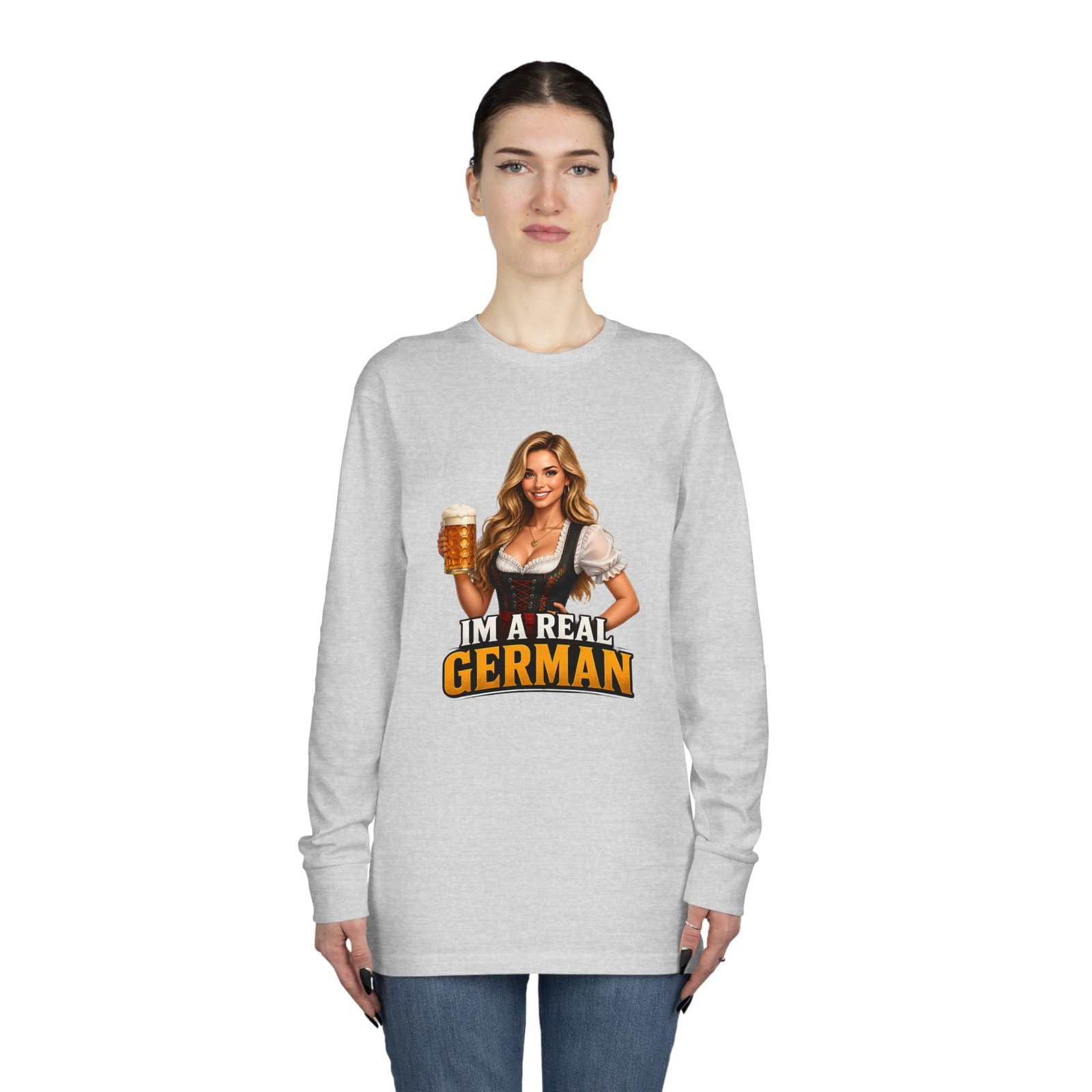 I'm A Real German Long Sleeve Tee — Oktoberfest Beer Dirndl Graphic - Image 8