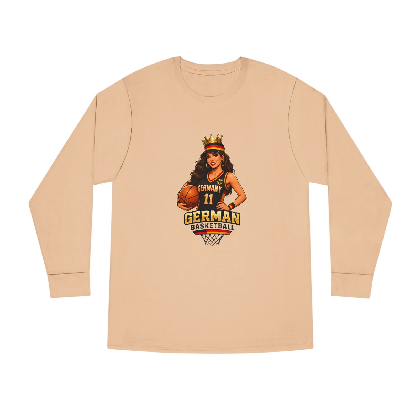 German Basketball Queen Long Sleeve Tee — Women’s Basketball Jersey Graphic - Image 21