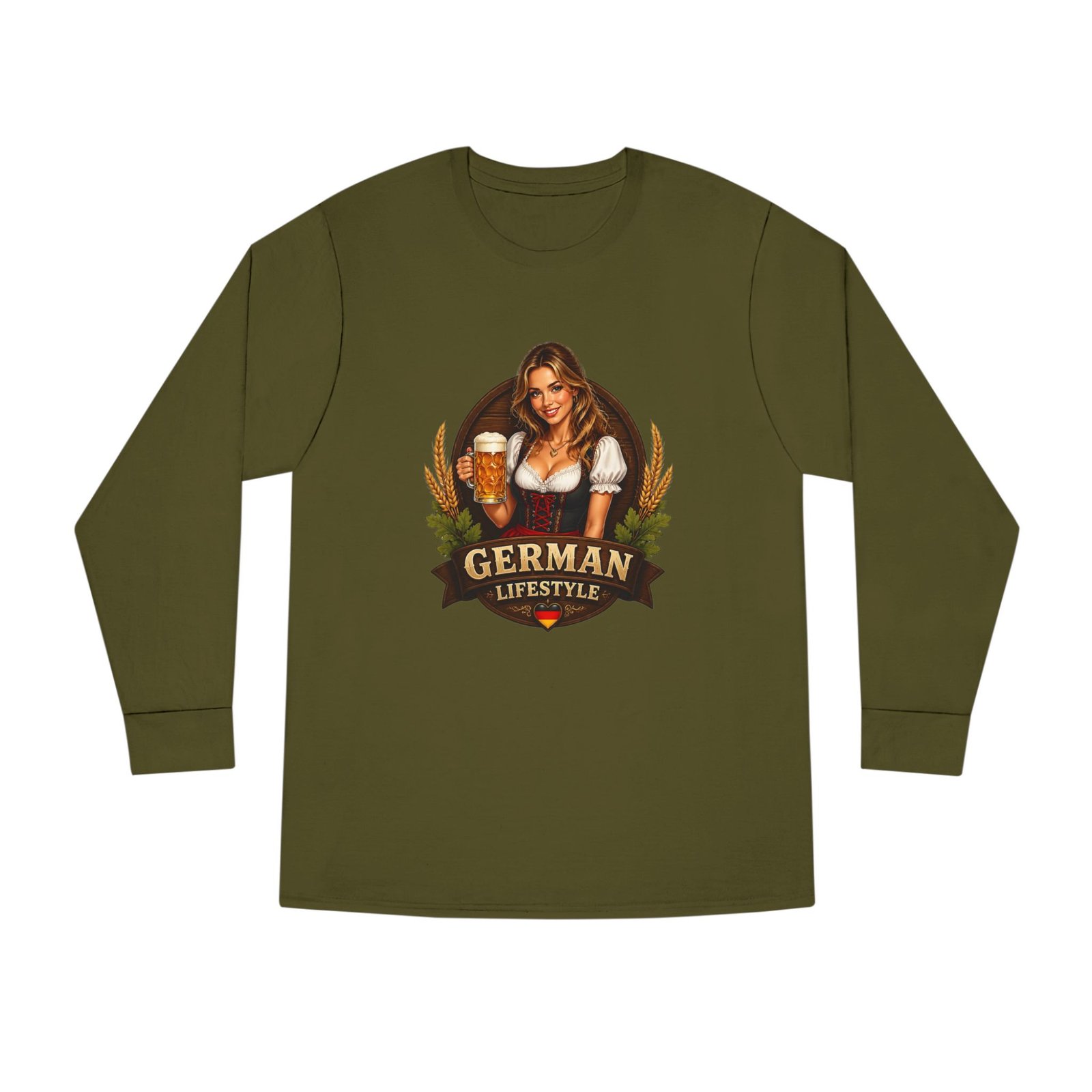German Lifestyle Long Sleeve Tee — Oktoberfest Beer Girl Graphic - Image 37