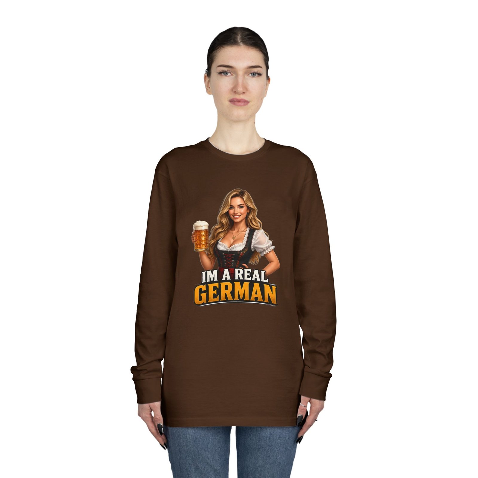 I'm A Real German Long Sleeve Tee — Oktoberfest Beer Dirndl Graphic - Image 36