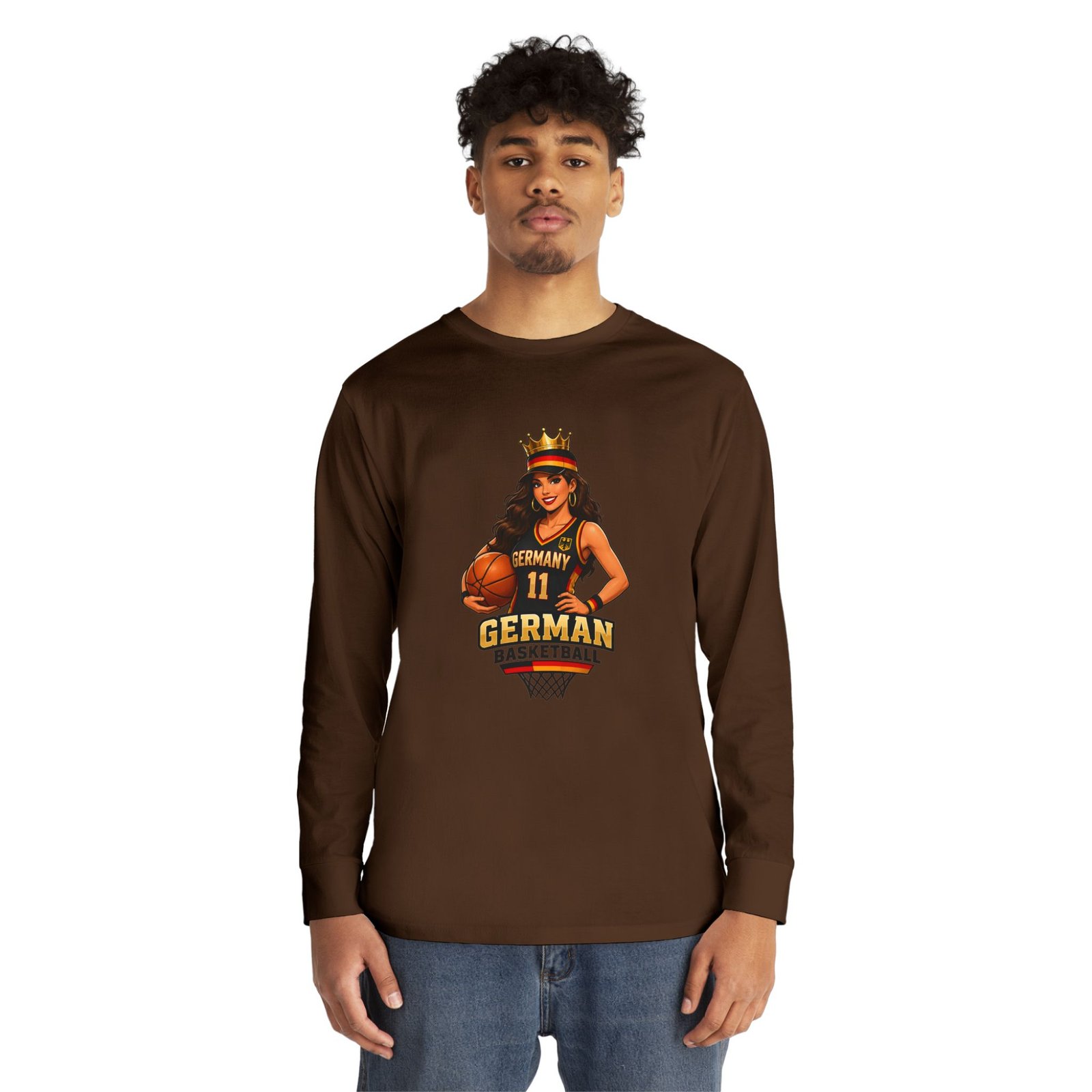 German Basketball Queen Long Sleeve Tee — Women’s Basketball Jersey Graphic - Image 35