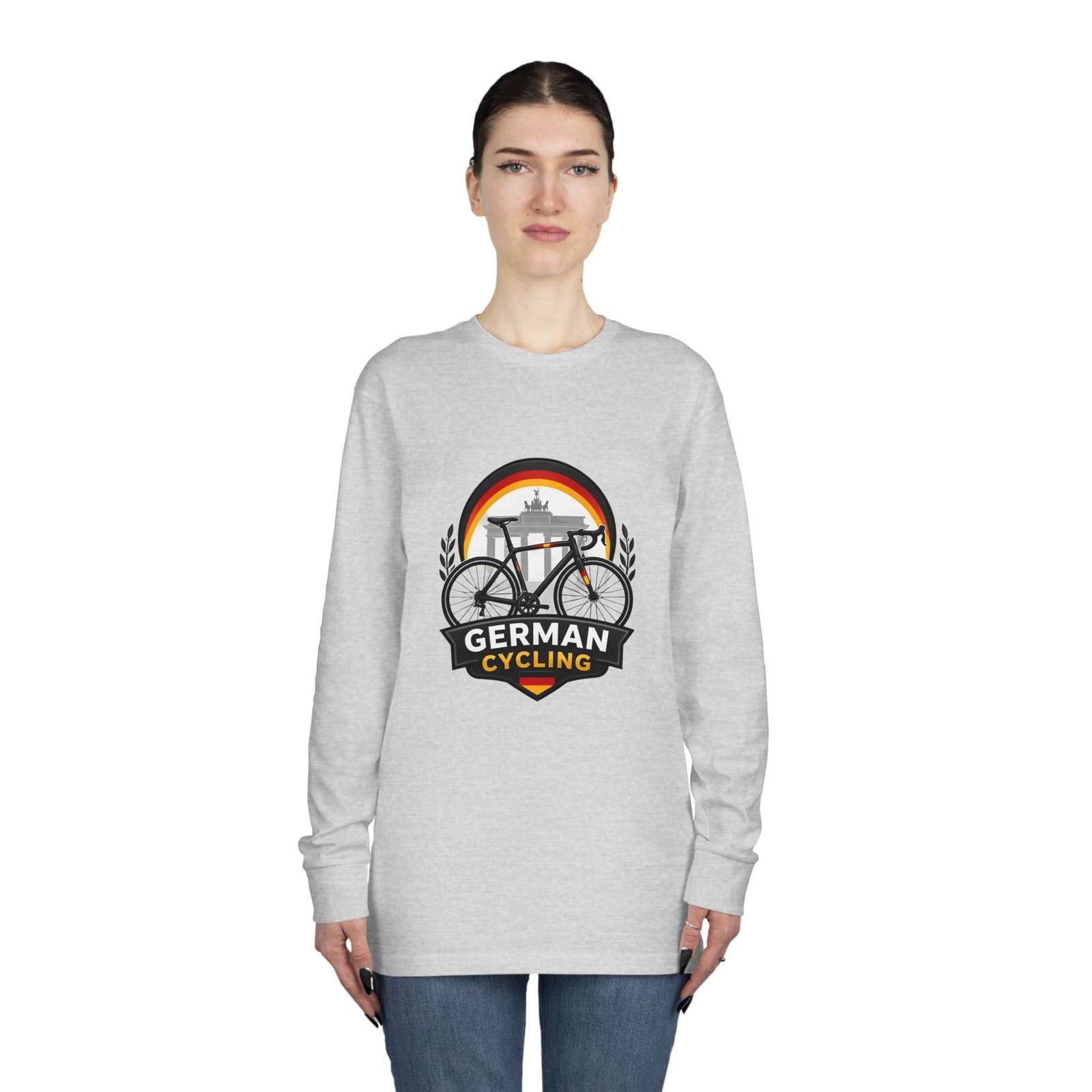 German Cycling Long Sleeve Tee — Retro Berlin Bike Logo - Image 8