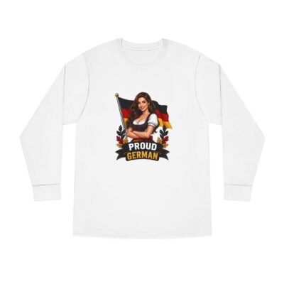 Proud German Long Sleeve Tee — Oktoberfest Bavarian Flag Design