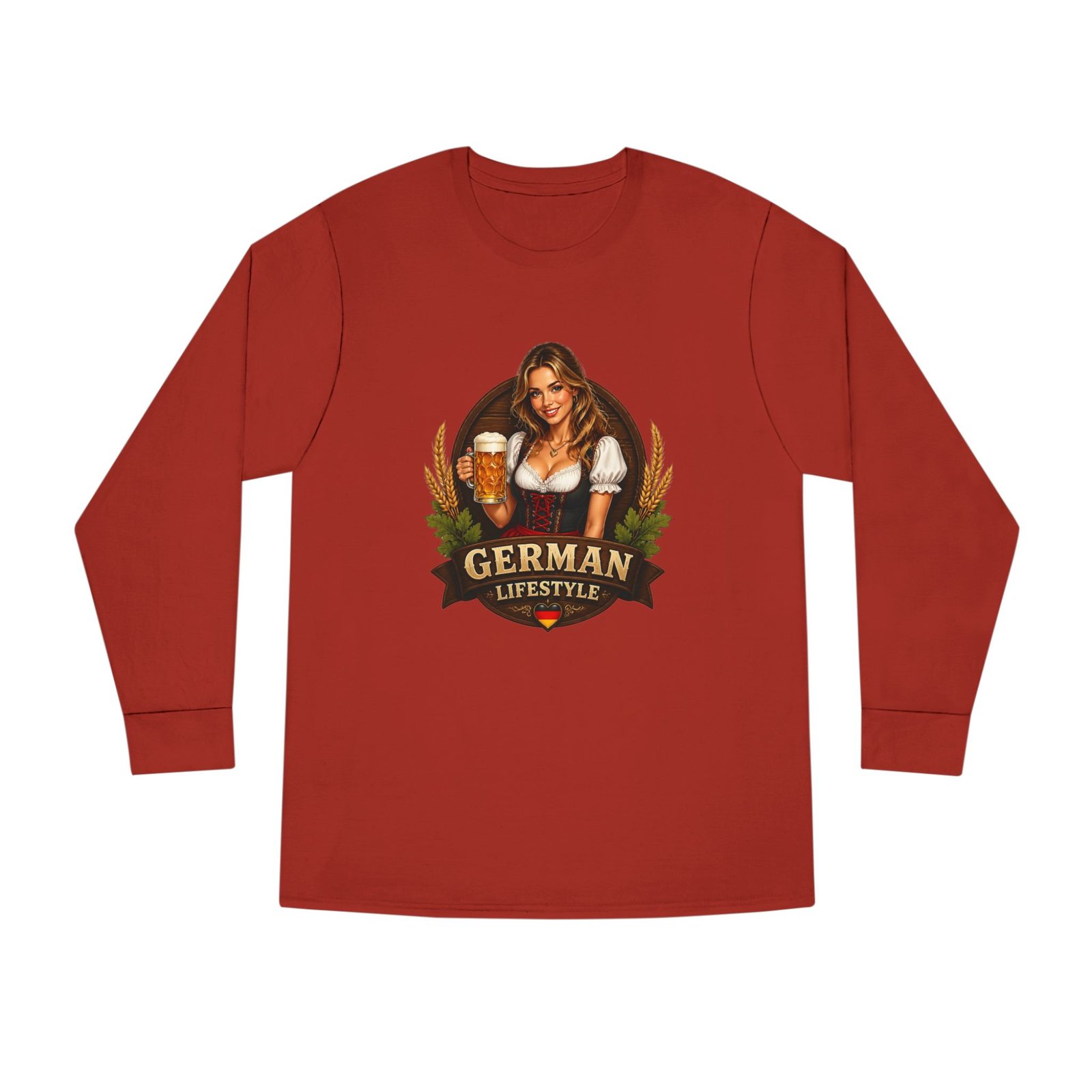 German Lifestyle Long Sleeve Tee — Oktoberfest Beer Girl Graphic - Image 9