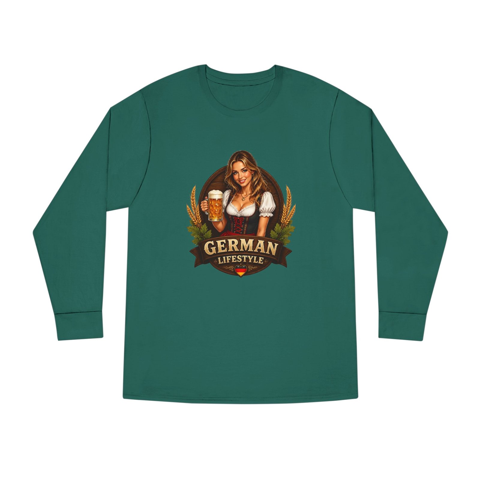 German Lifestyle Long Sleeve Tee — Oktoberfest Beer Girl Graphic - Image 41