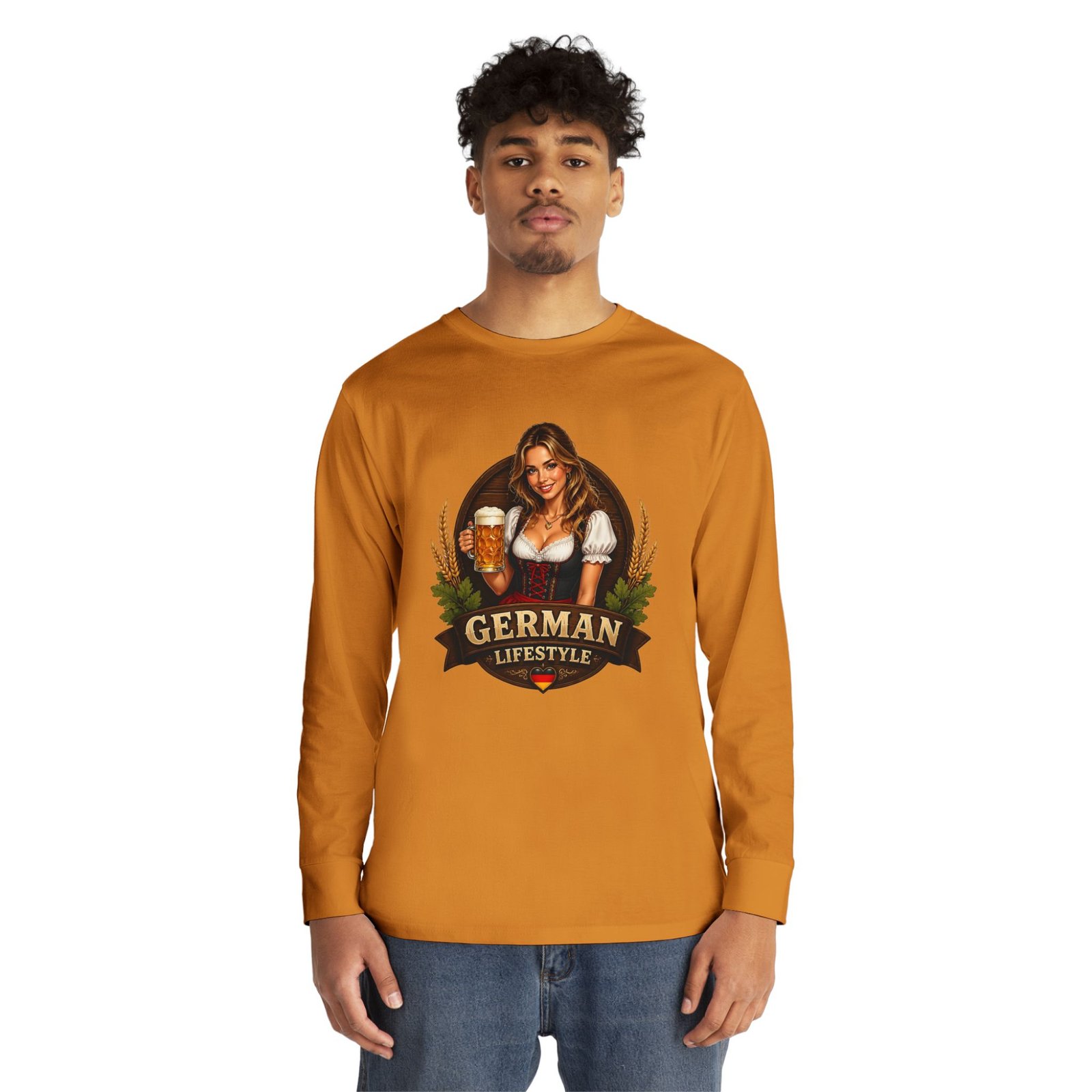German Lifestyle Long Sleeve Tee — Oktoberfest Beer Girl Graphic - Image 31