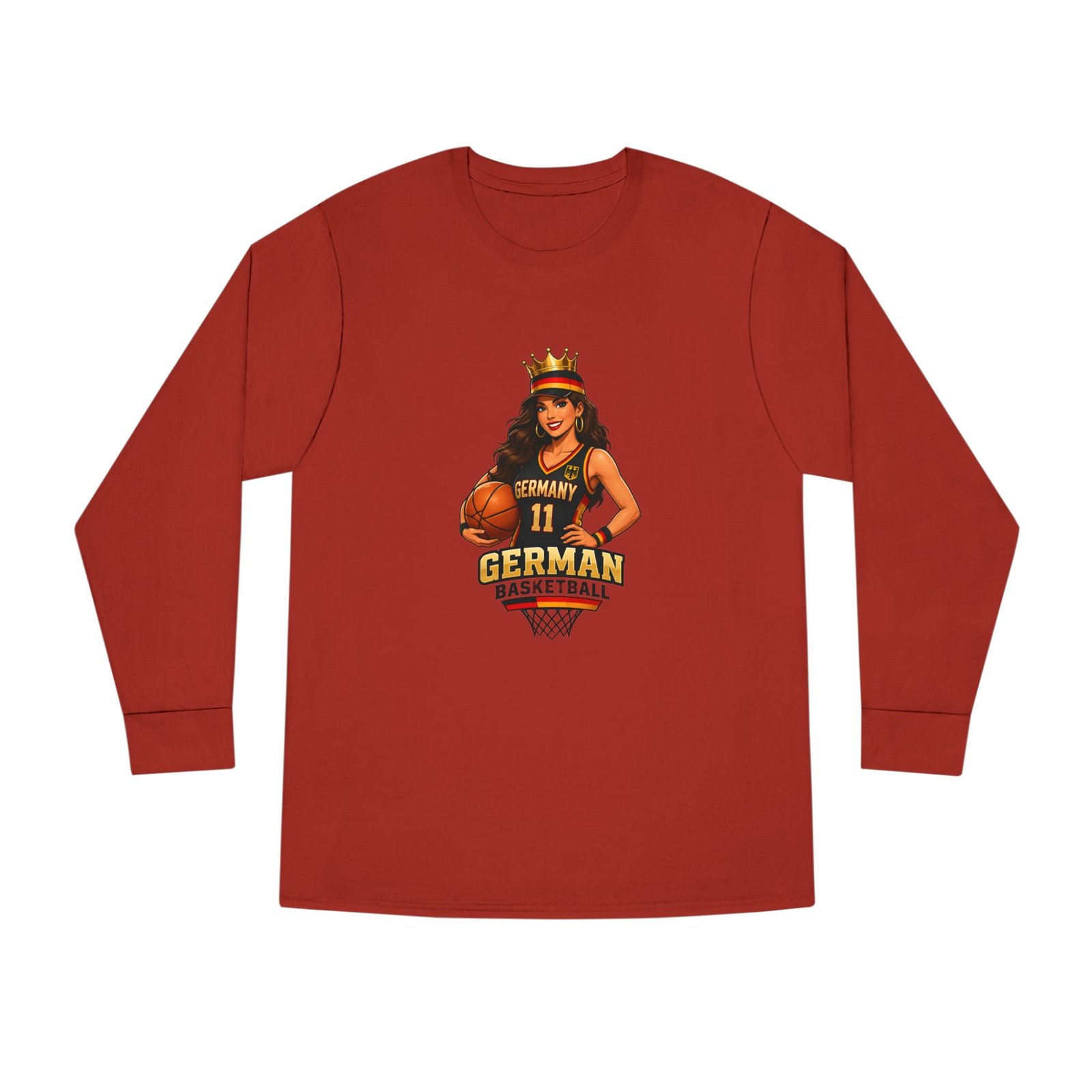 German Basketball Queen Long Sleeve Tee — Women’s Basketball Jersey Graphic - Image 9