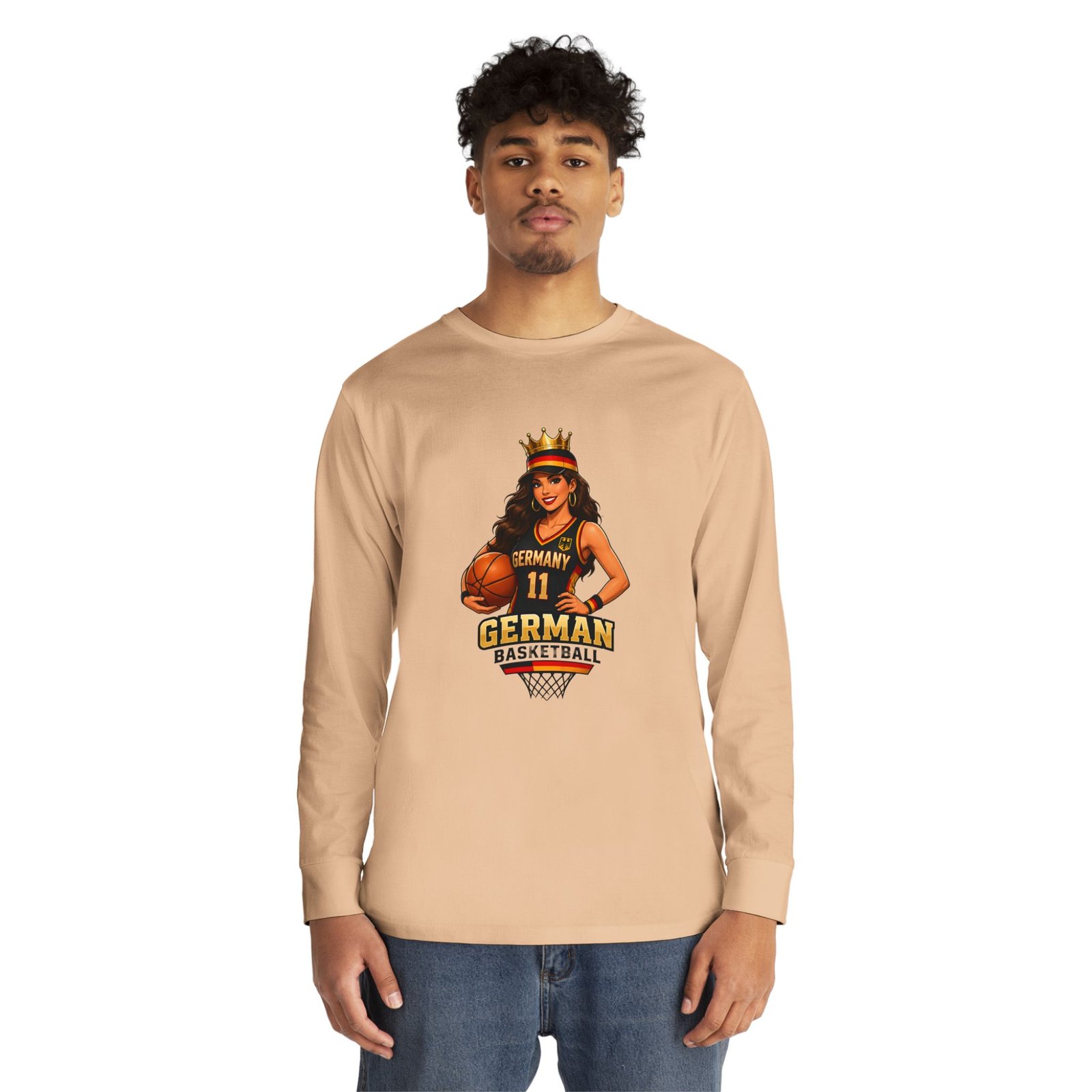 German Basketball Queen Long Sleeve Tee — Women’s Basketball Jersey Graphic - Image 23