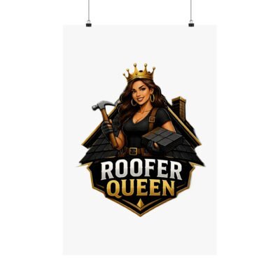 Roofer Queen Matte Poster — Feminine Roofing Logo Wall Art