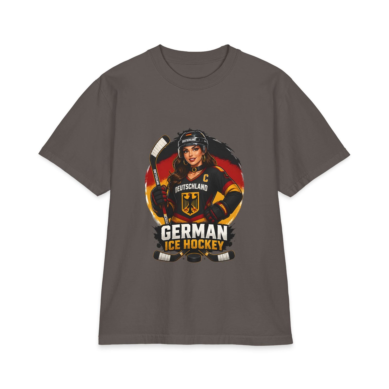 German Ice Hockey T-Shirt – Deutschland Women’s Hockey Player Graphic - Image 3