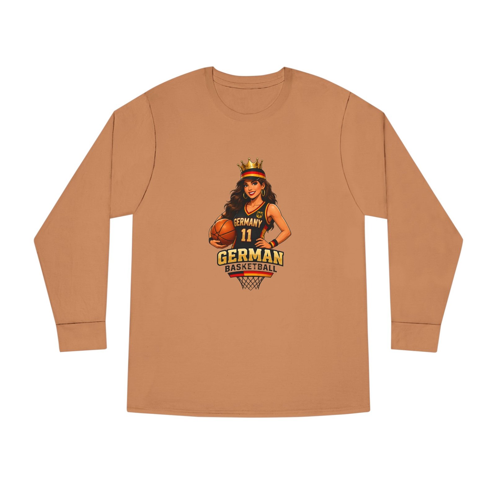 German Basketball Queen Long Sleeve Tee — Women’s Basketball Jersey Graphic - Image 25