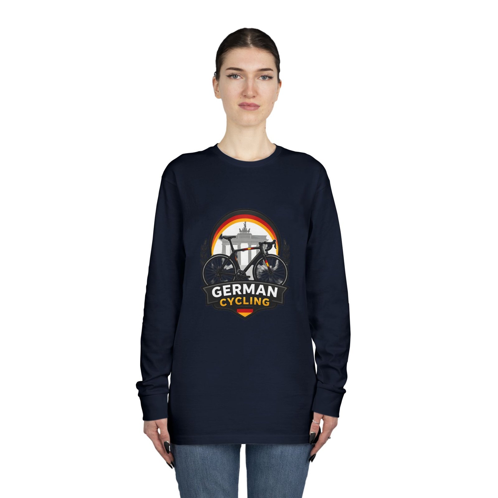 German Cycling Long Sleeve Tee — Retro Berlin Bike Logo - Image 52