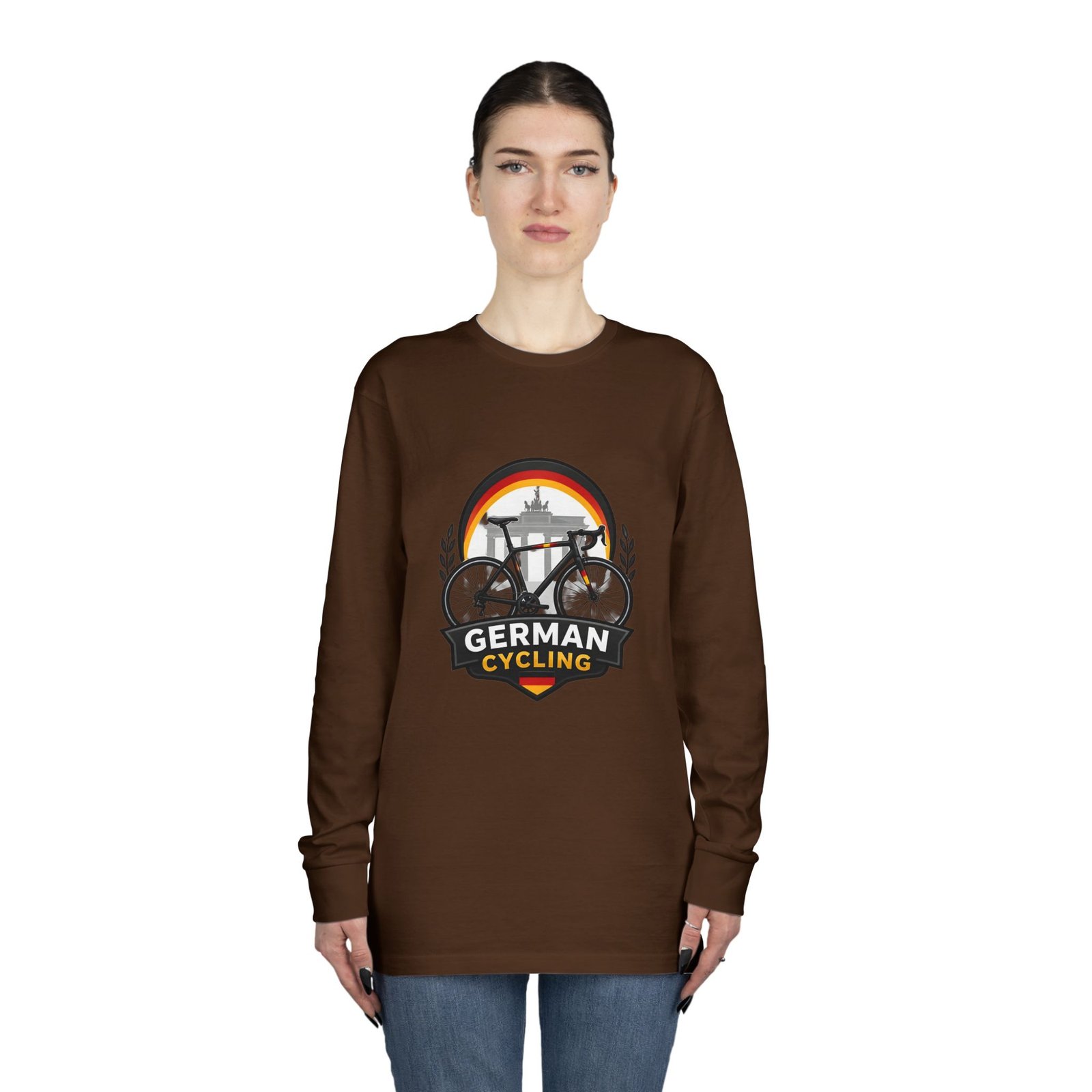 German Cycling Long Sleeve Tee — Retro Berlin Bike Logo - Image 36