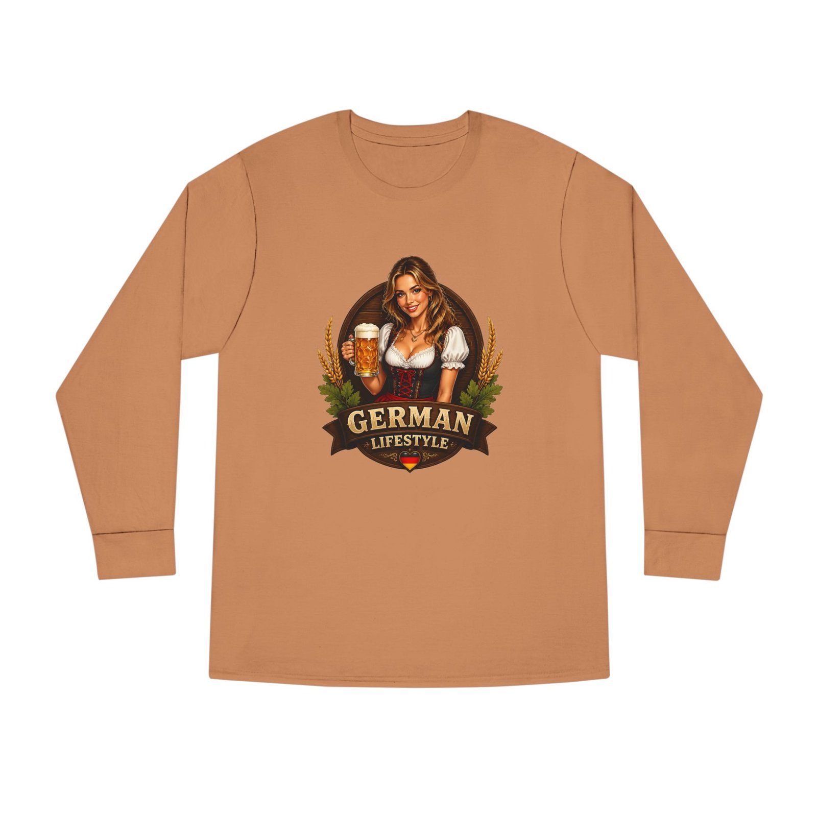 German Lifestyle Long Sleeve Tee — Oktoberfest Beer Girl Graphic - Image 25