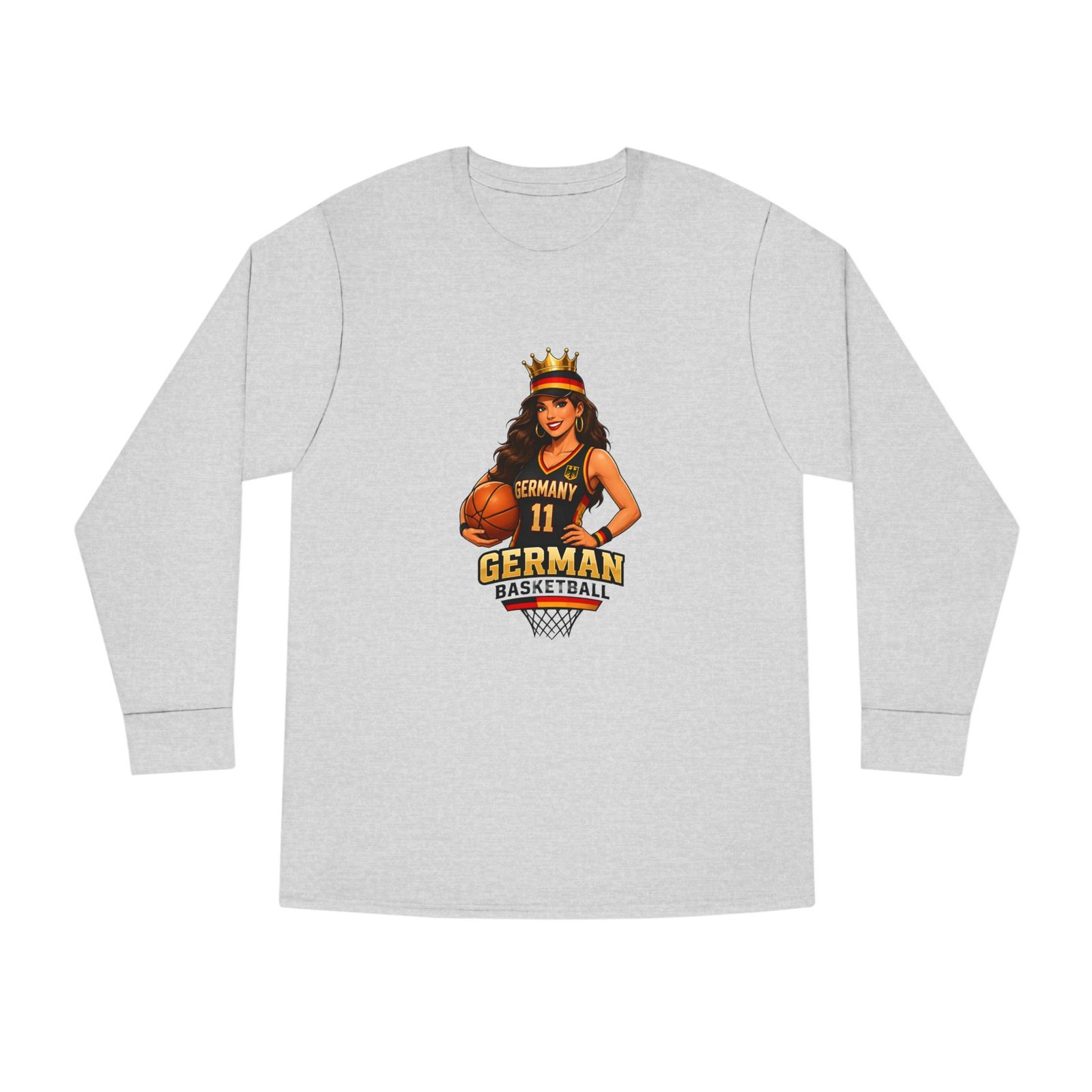 German Basketball Queen Long Sleeve Tee — Women’s Basketball Jersey Graphic - Image 5