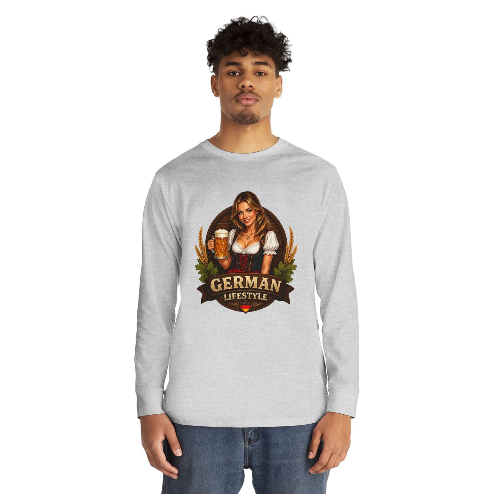 German Lifestyle Long Sleeve Tee — Oktoberfest Beer Girl Graphic - Image 7