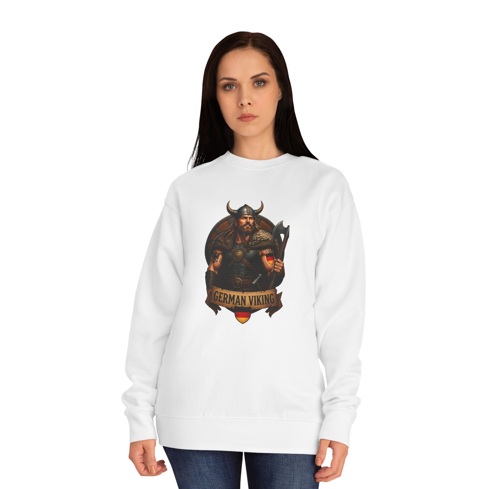 Viking Shield Crewneck Sweatshirt — 'German Viking' Rugged Norse Design - Image 4