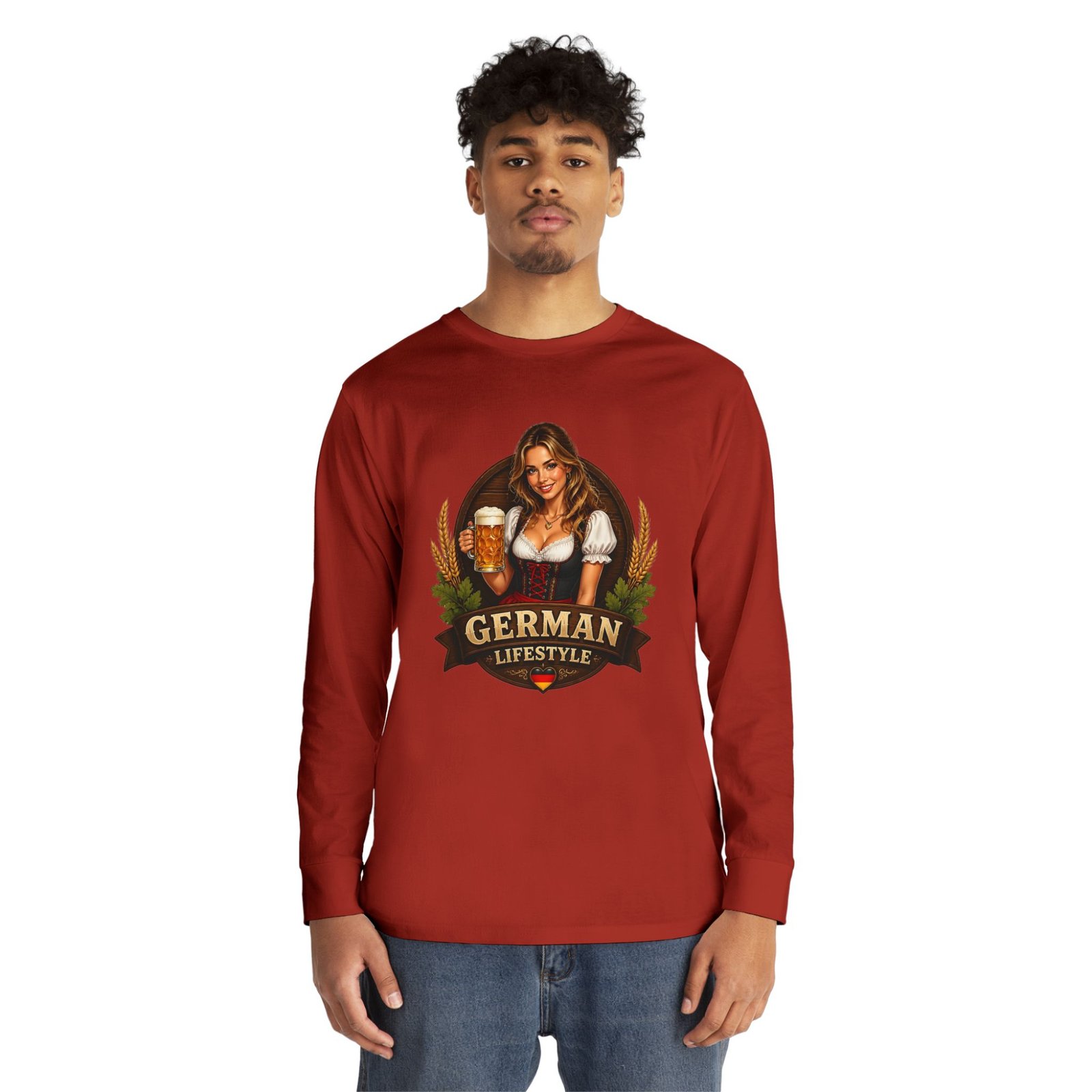 German Lifestyle Long Sleeve Tee — Oktoberfest Beer Girl Graphic - Image 11