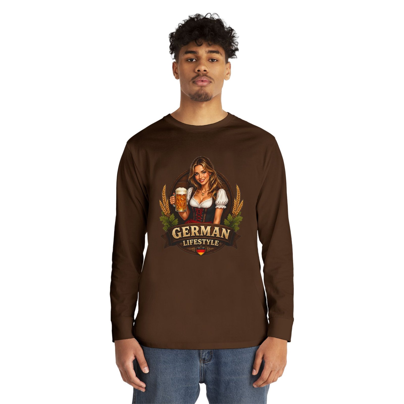 German Lifestyle Long Sleeve Tee — Oktoberfest Beer Girl Graphic - Image 35
