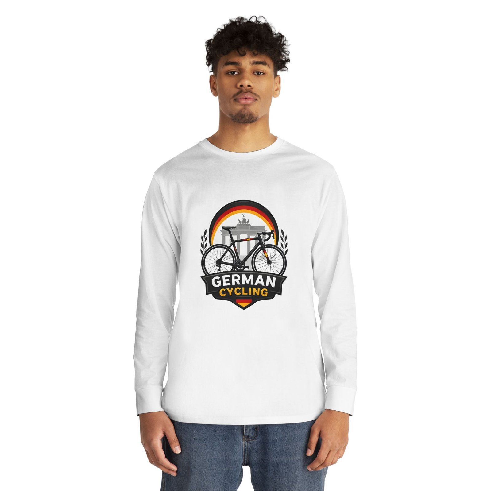 German Cycling Long Sleeve Tee — Retro Berlin Bike Logo - Image 3