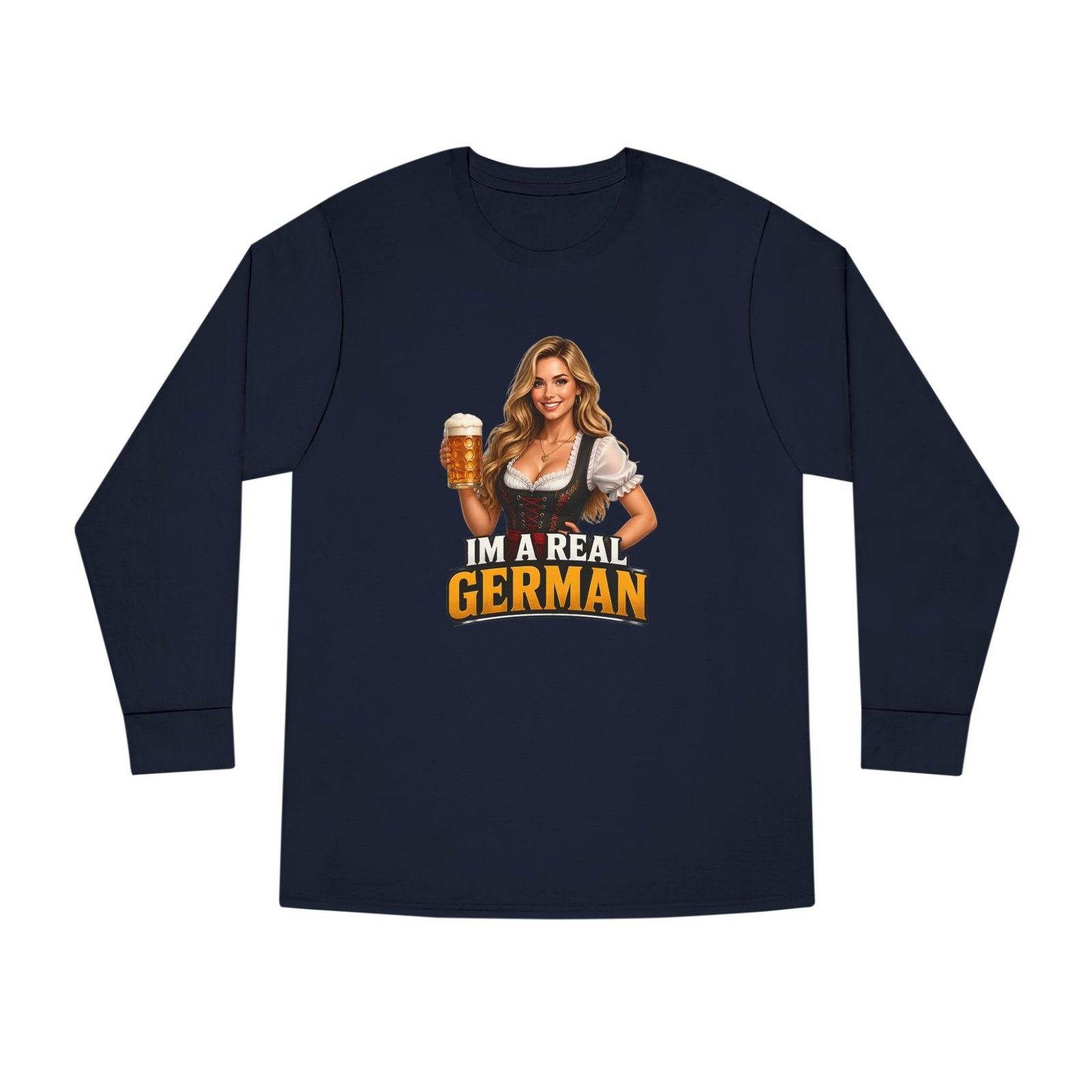 I'm A Real German Long Sleeve Tee — Oktoberfest Beer Dirndl Graphic - Image 49