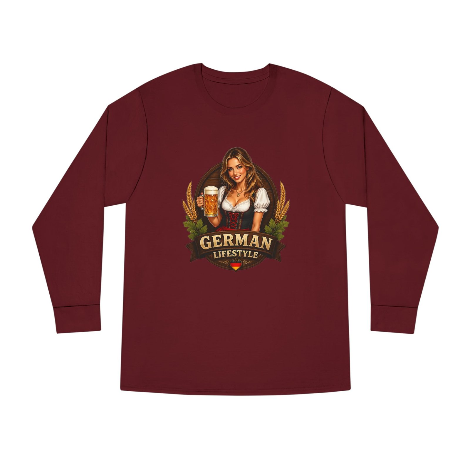 German Lifestyle Long Sleeve Tee — Oktoberfest Beer Girl Graphic - Image 53