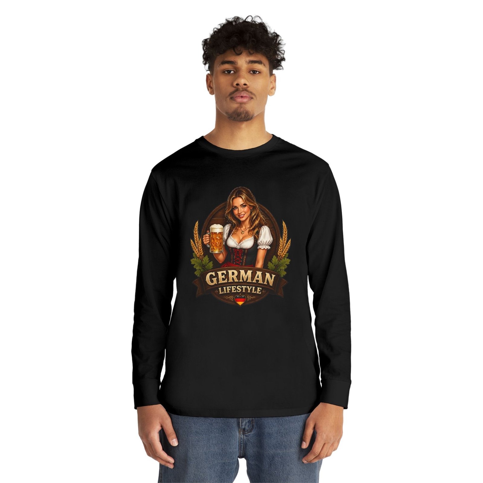 German Lifestyle Long Sleeve Tee — Oktoberfest Beer Girl Graphic - Image 15