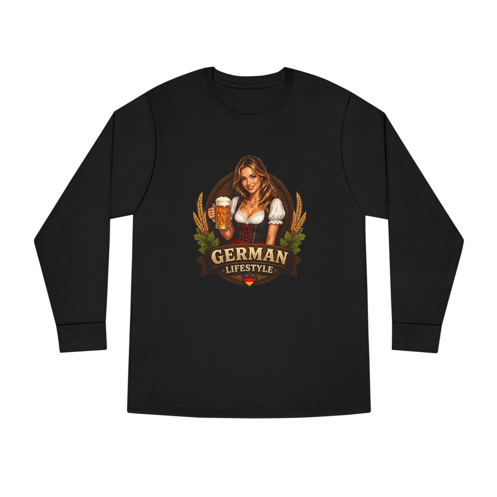 German Lifestyle Long Sleeve Tee — Oktoberfest Beer Girl Graphic - Image 13