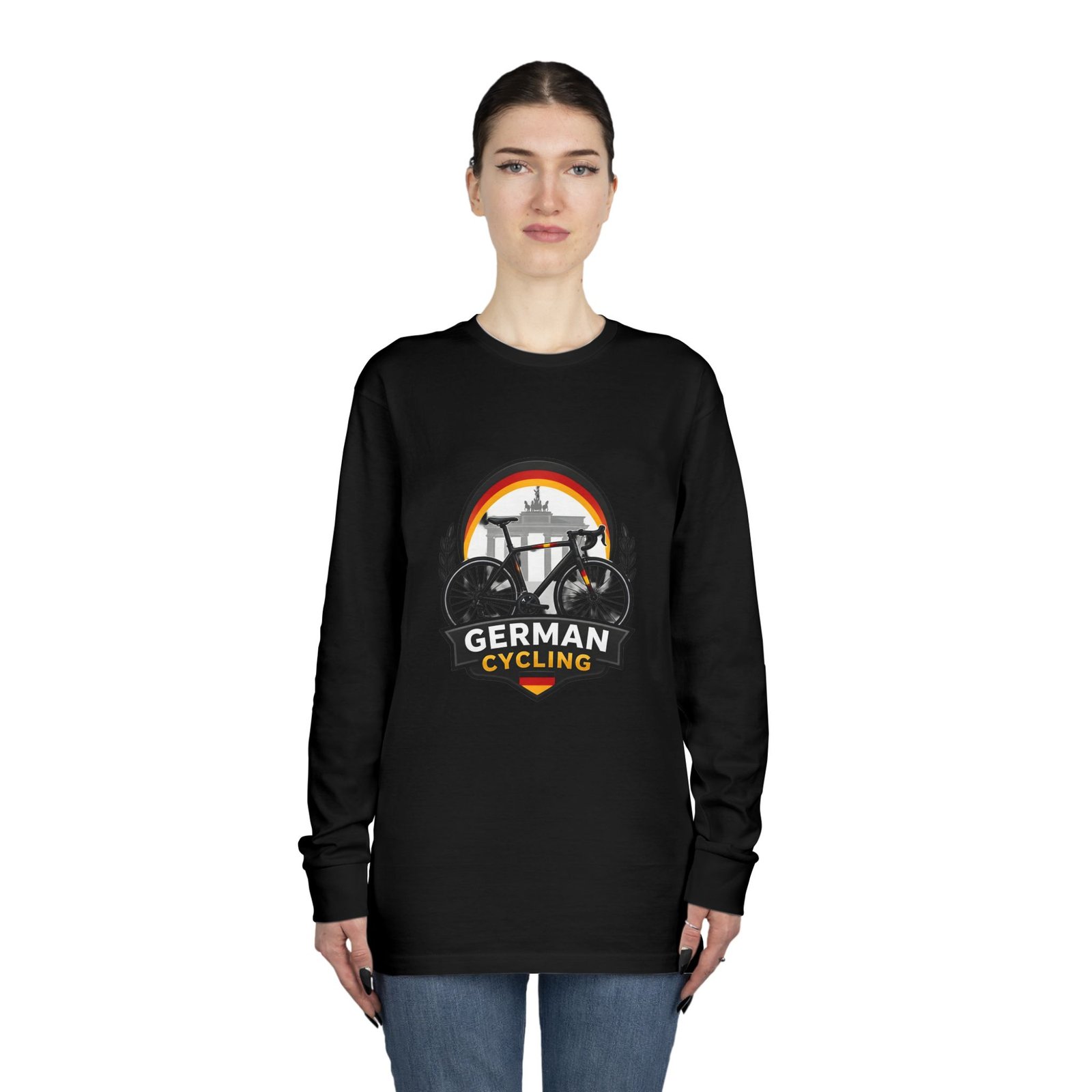 German Cycling Long Sleeve Tee — Retro Berlin Bike Logo - Image 16