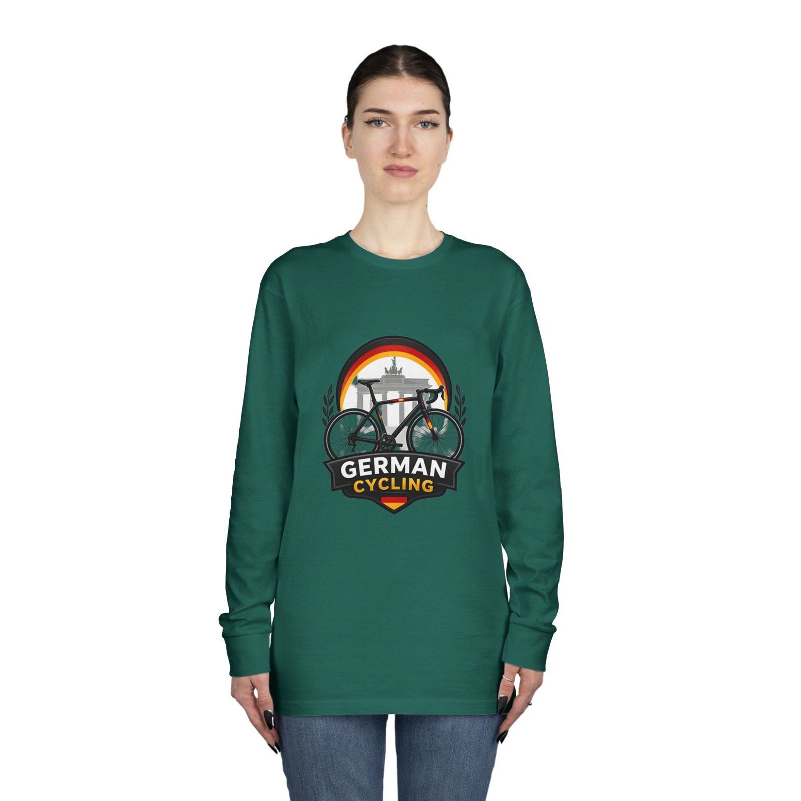 German Cycling Long Sleeve Tee — Retro Berlin Bike Logo - Image 44