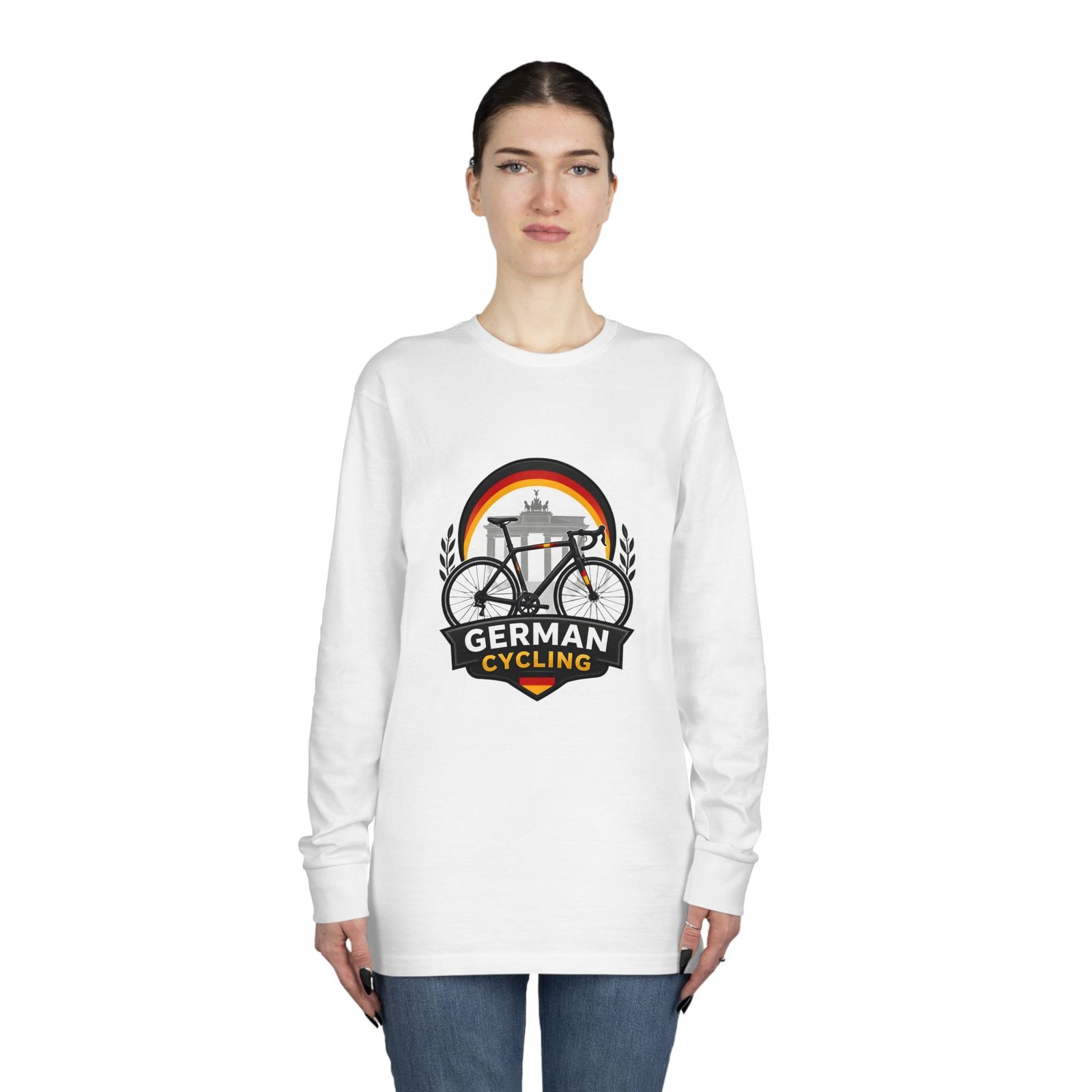 German Cycling Long Sleeve Tee — Retro Berlin Bike Logo - Image 4