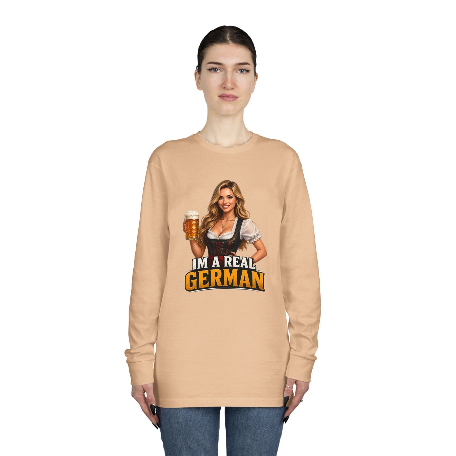I'm A Real German Long Sleeve Tee — Oktoberfest Beer Dirndl Graphic - Image 24