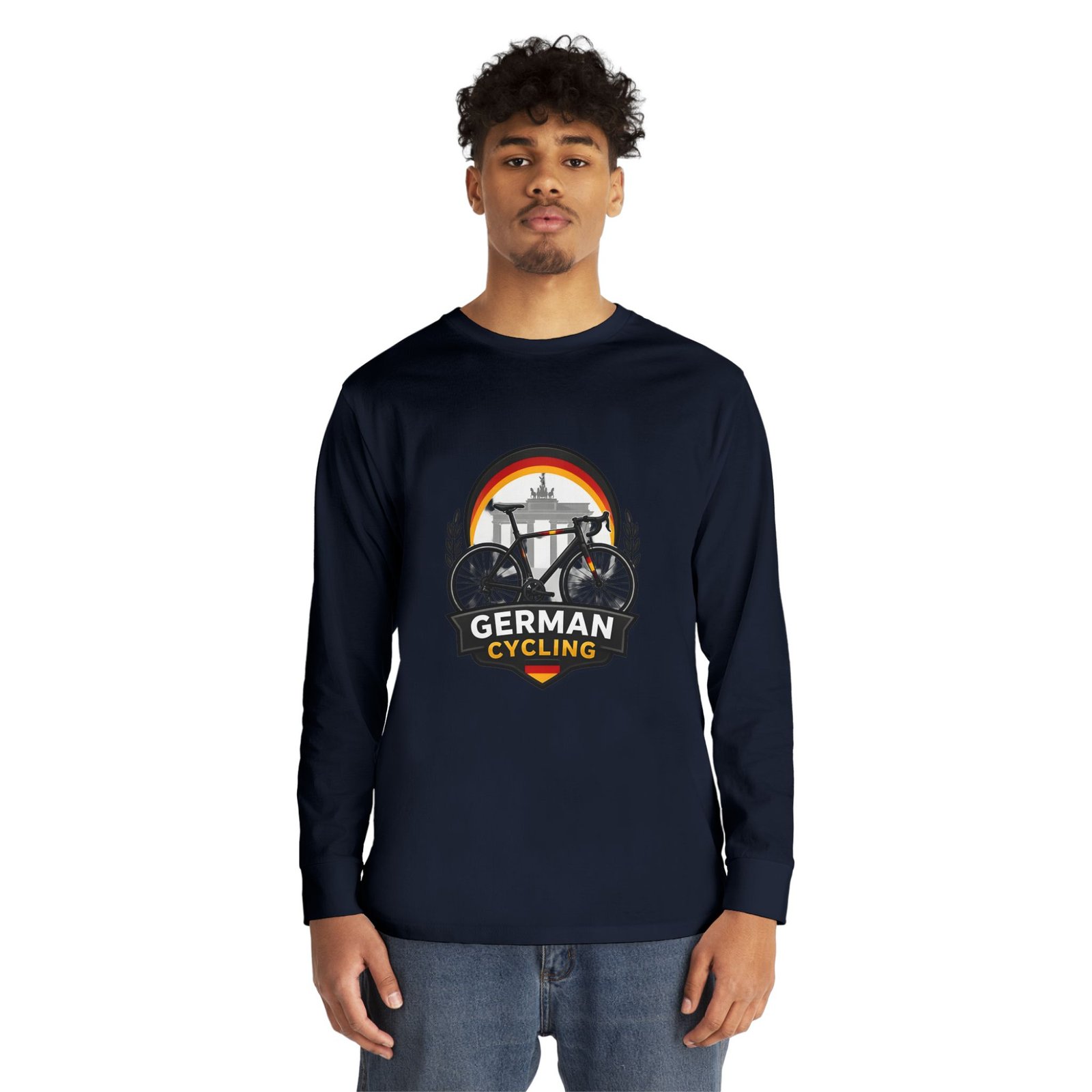 German Cycling Long Sleeve Tee — Retro Berlin Bike Logo - Image 51