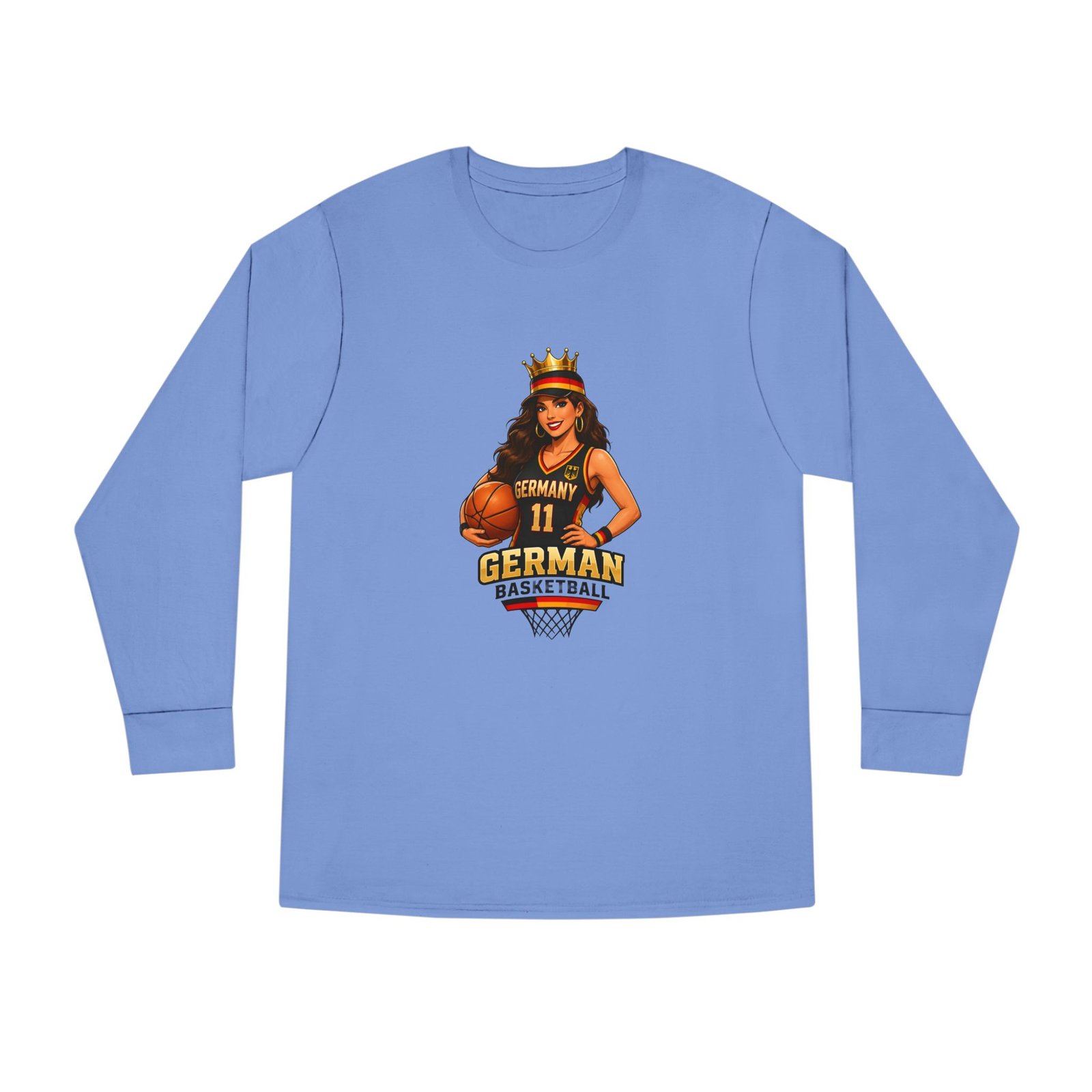 German Basketball Queen Long Sleeve Tee — Women’s Basketball Jersey Graphic - Image 45