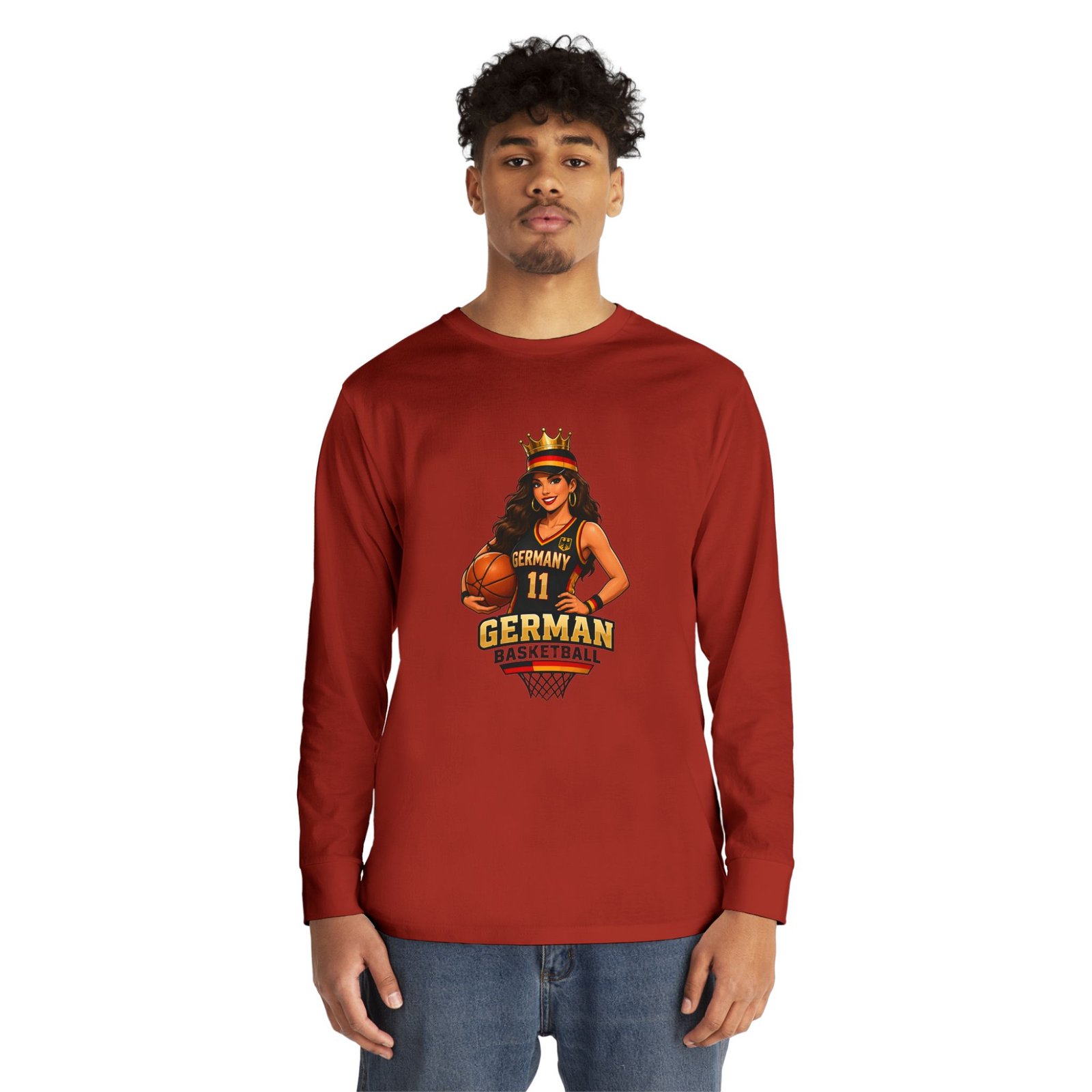 German Basketball Queen Long Sleeve Tee — Women’s Basketball Jersey Graphic - Image 11
