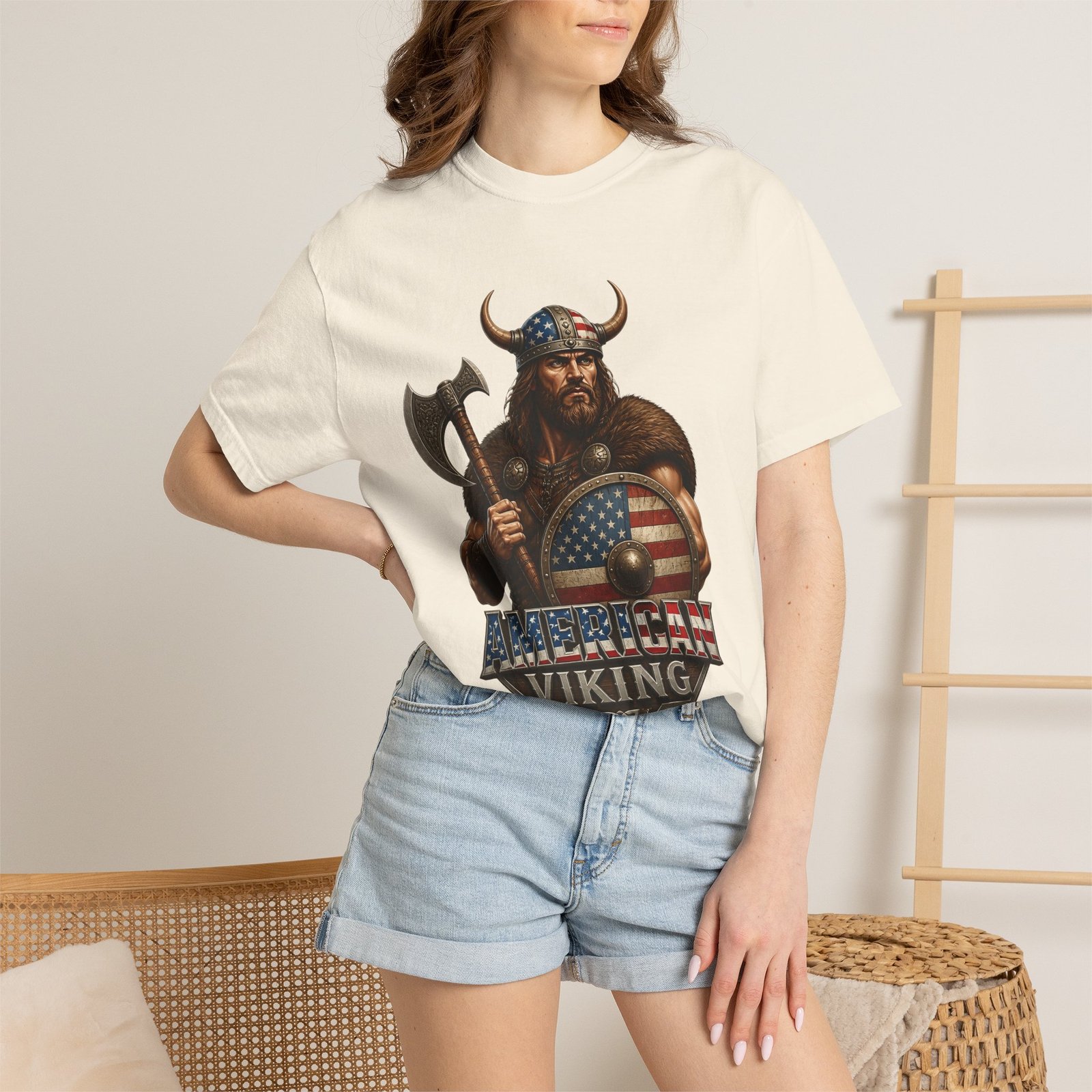 American Viking T-Shirt — Patriotic Viking Shield Tee - Image 20