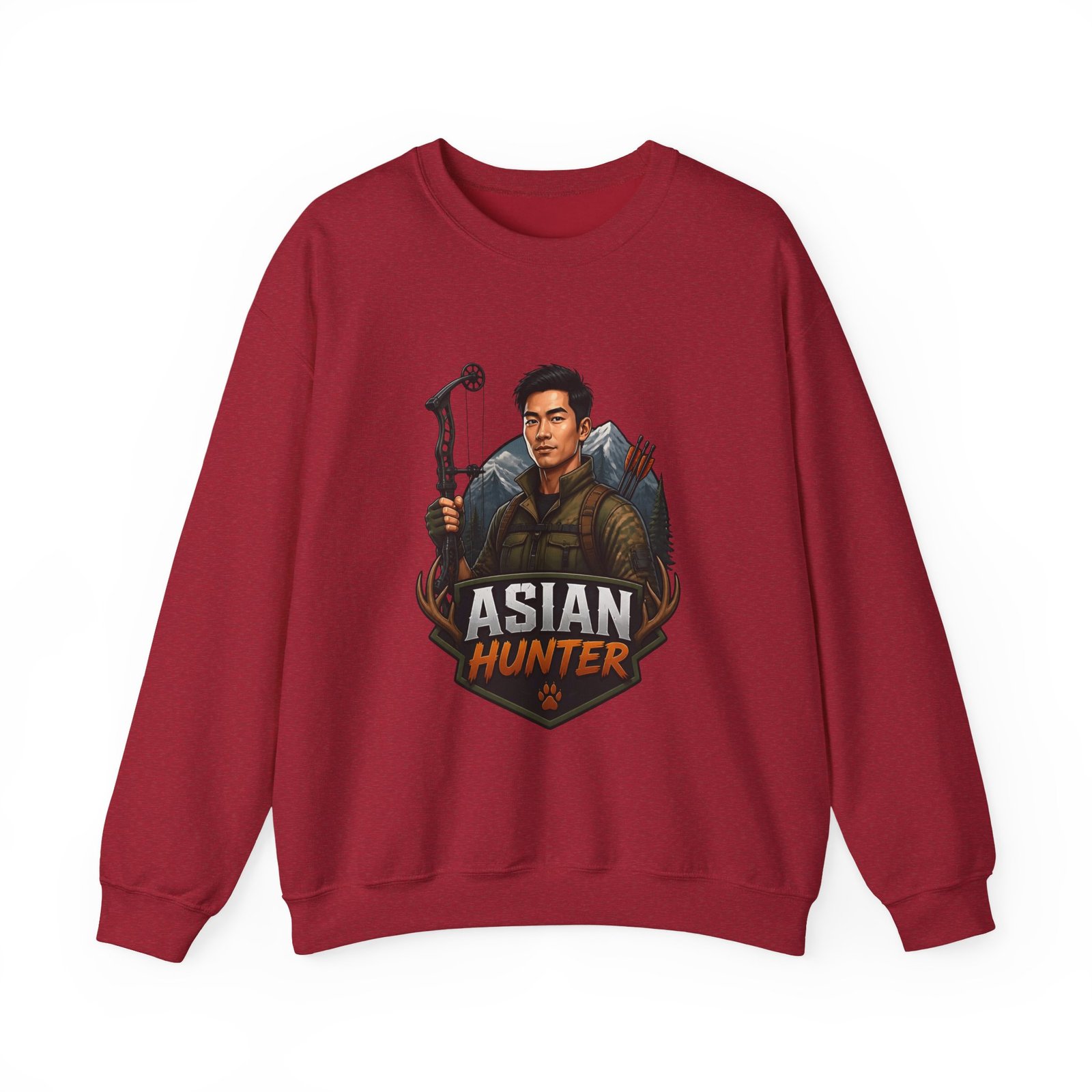 Hunter Crewneck Sweatshirt — "Asian Hunter" Archery Graphic Pullover - Image 49