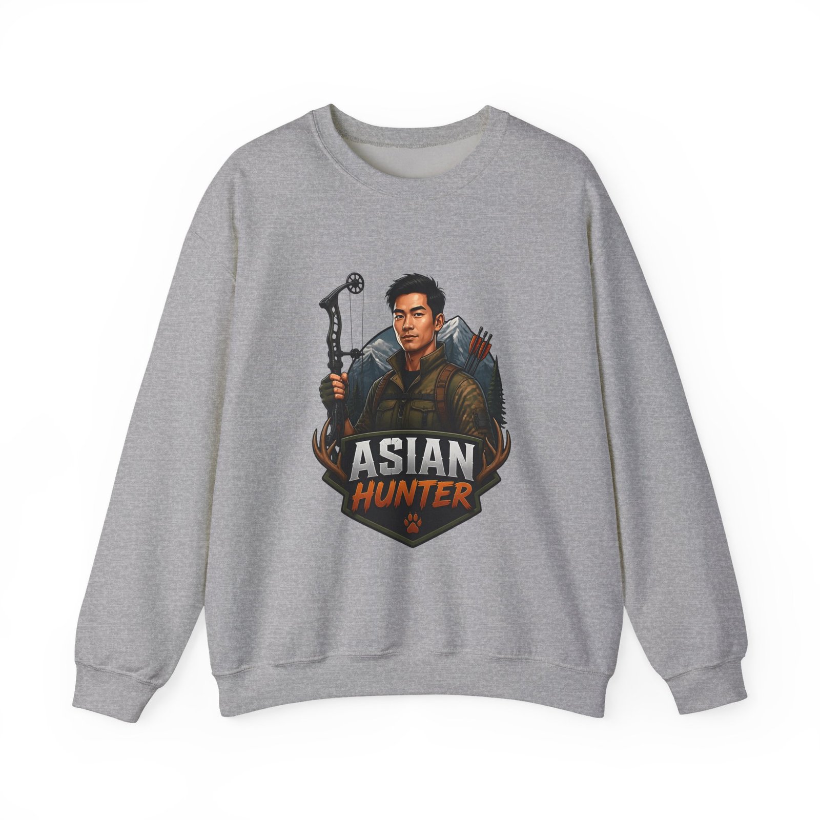 Hunter Crewneck Sweatshirt — "Asian Hunter" Archery Graphic Pullover - Image 21
