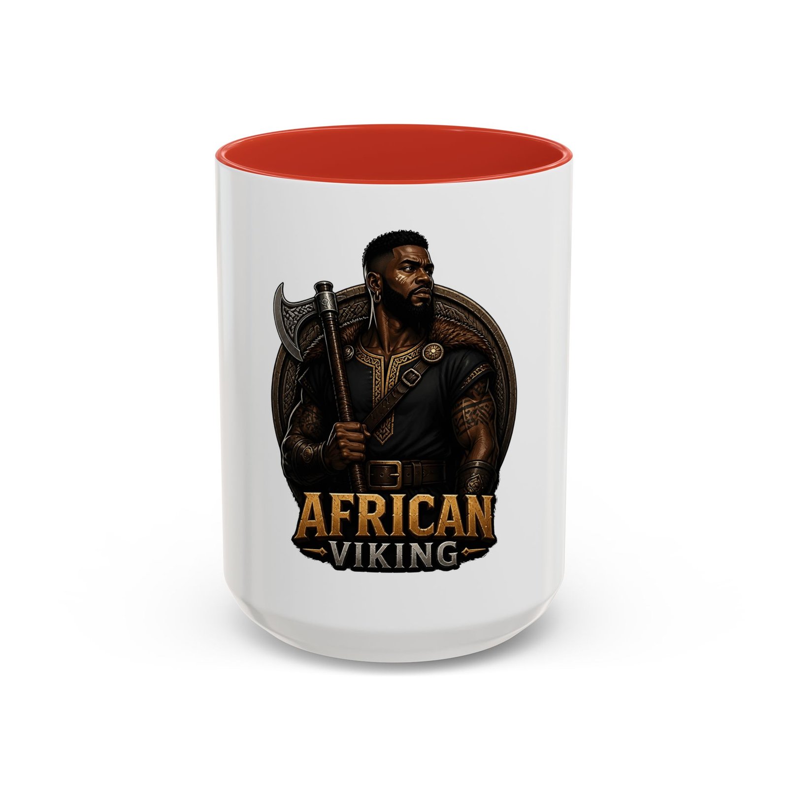 African Viking Coffee Mug — Black Warrior Axe Design (11/15oz) - Image 29