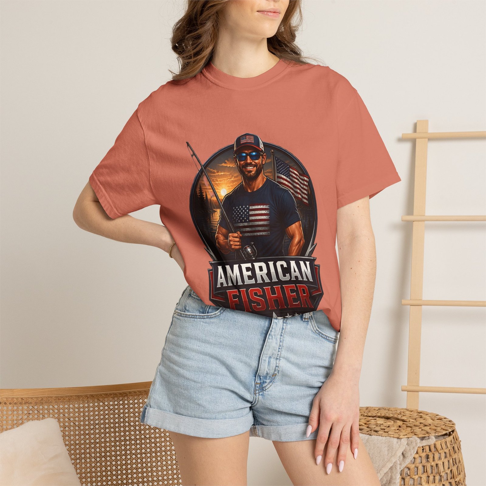 American Fisher T-Shirt — Patriotic Fishing Tee for Men - Image 8