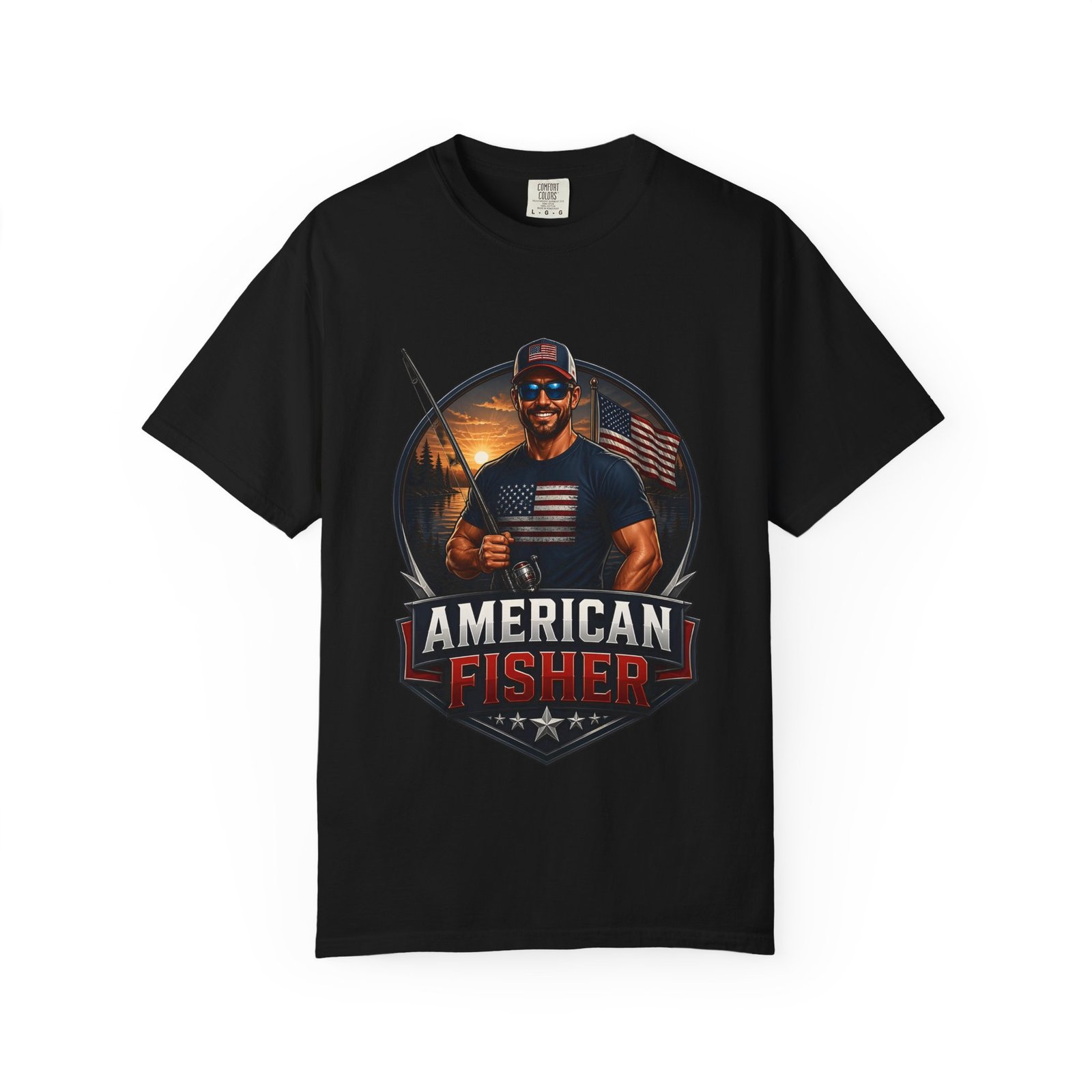 American Fisher T-Shirt — Patriotic Fishing Tee for Men - Image 49