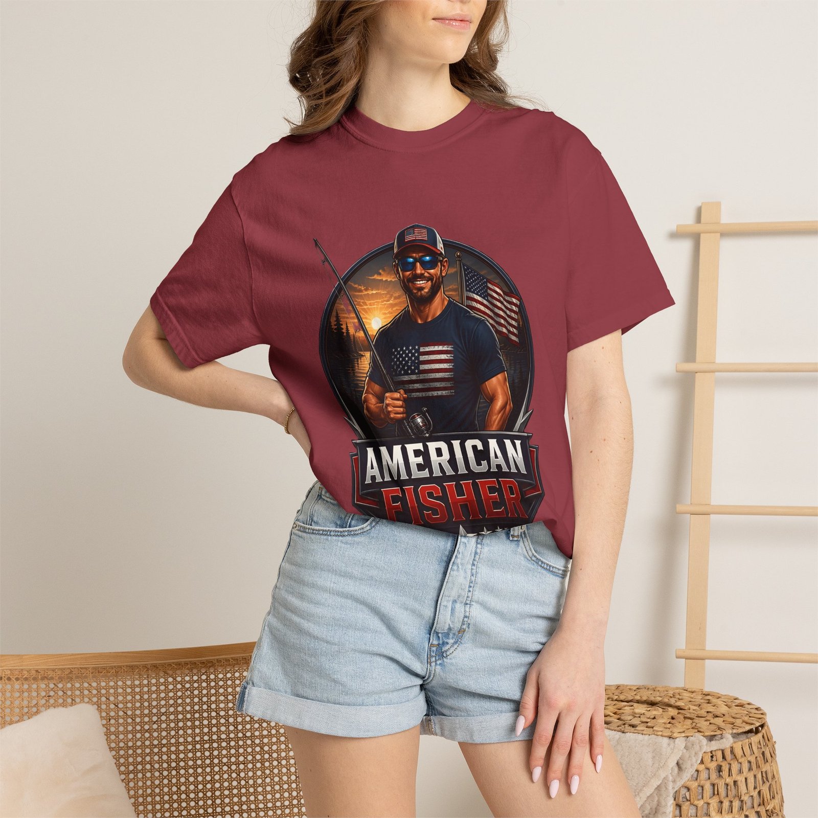 American Fisher T-Shirt — Patriotic Fishing Tee for Men - Image 56