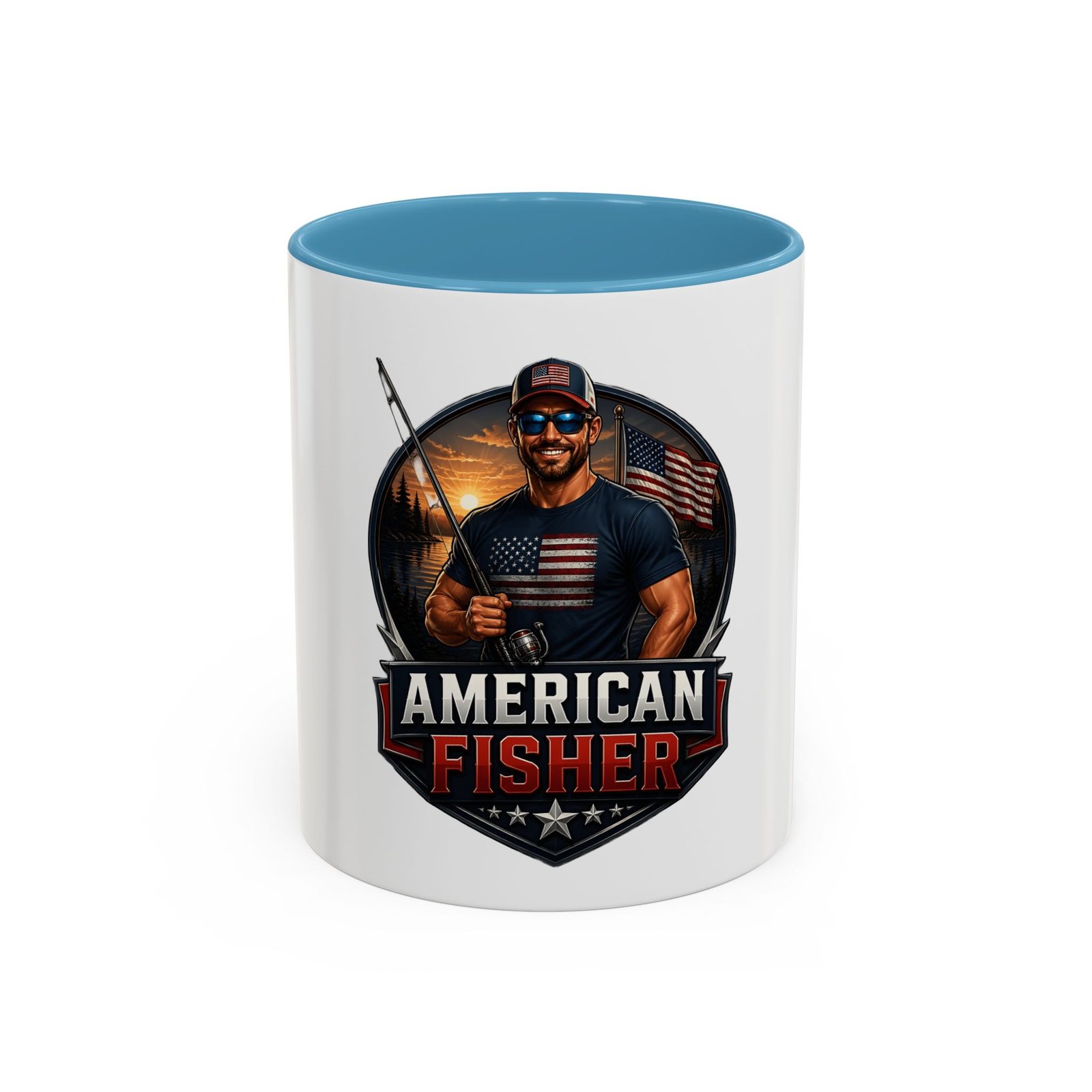 American Fisher Coffee Mug - Patriotic Fisherman 11/15oz Accent Mug - Image 33